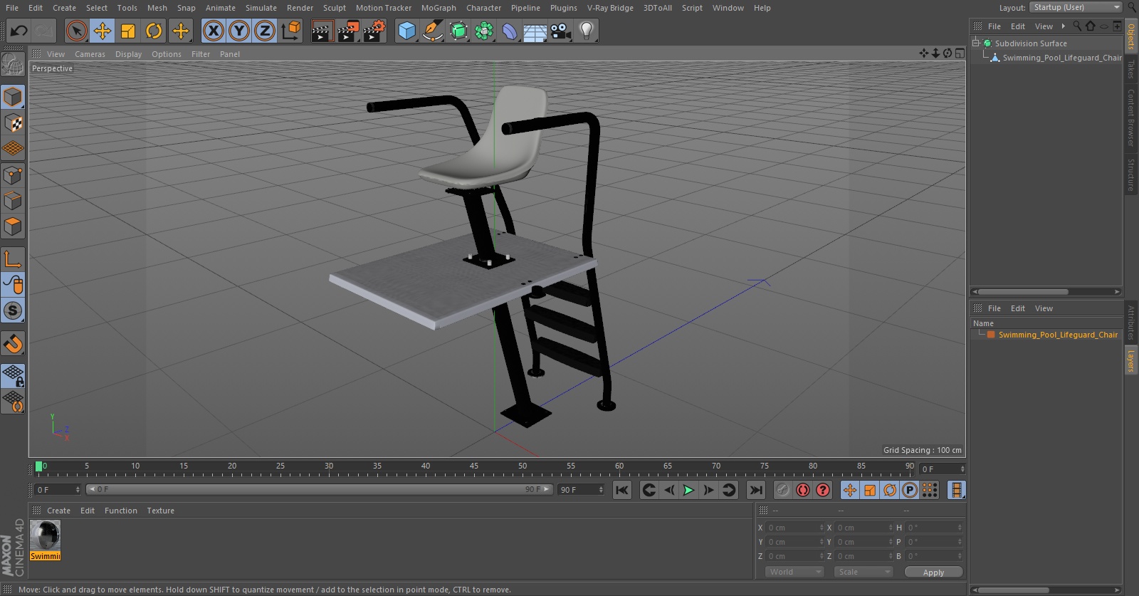 Swimming Pool Lifeguard Chair 3D model