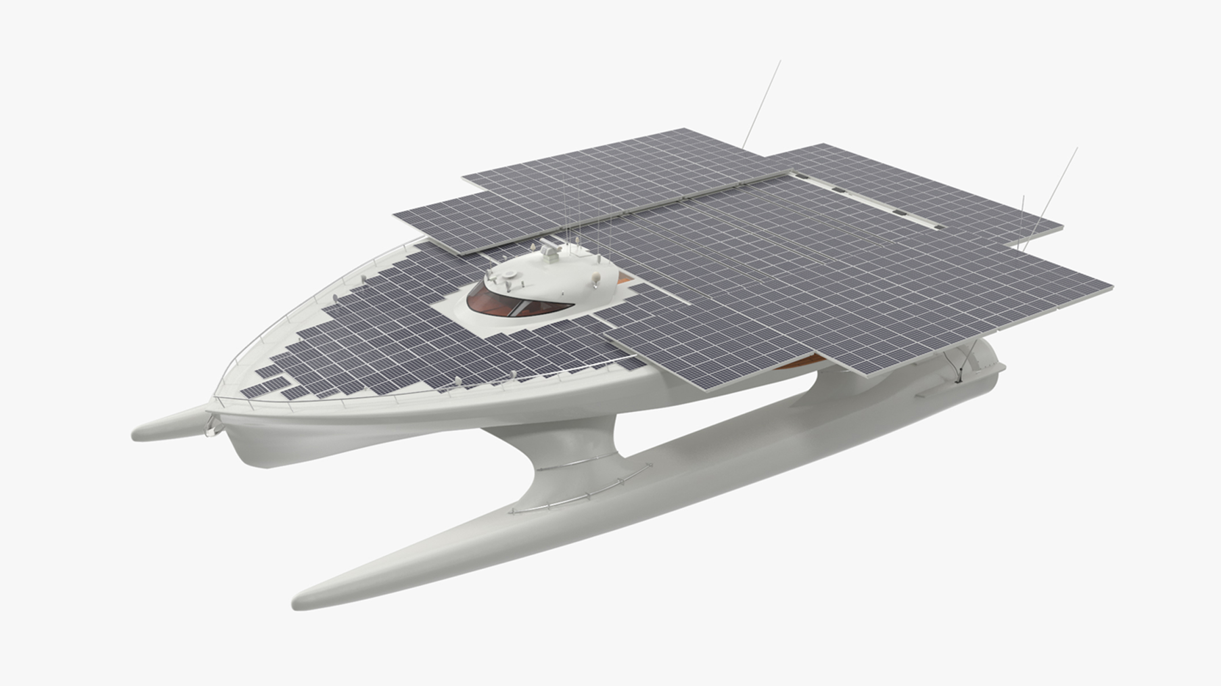 3D Solar Powered Yacht Simple Interior Rigged for Cinema 4D