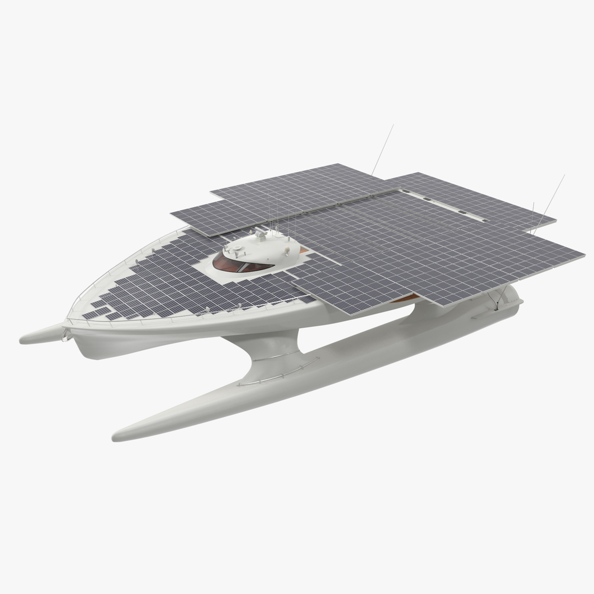 3D Solar Powered Yacht Simple Interior Rigged for Cinema 4D