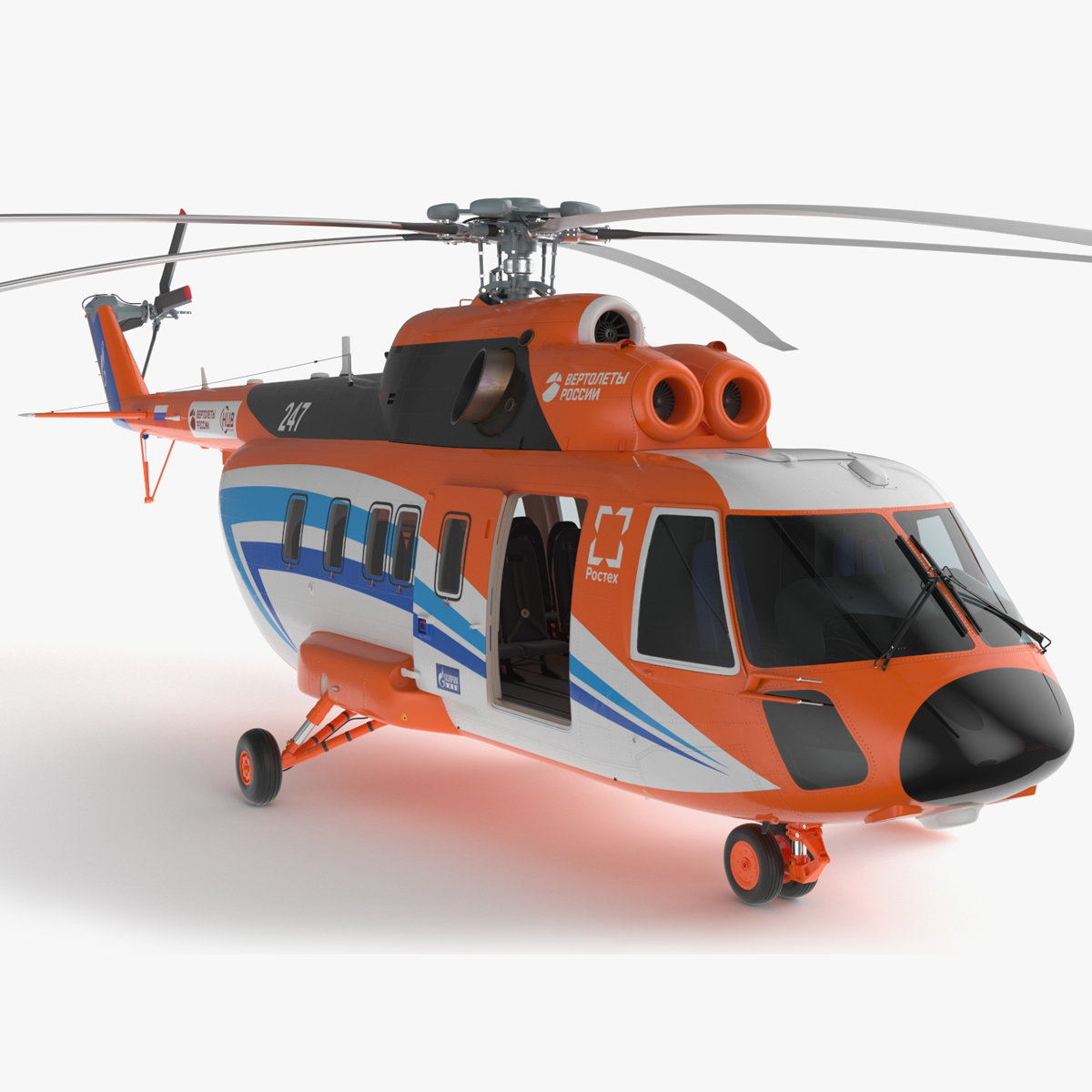 Russian Helicopter Gazprom MI-171 A3 Rigged for Maya 3D