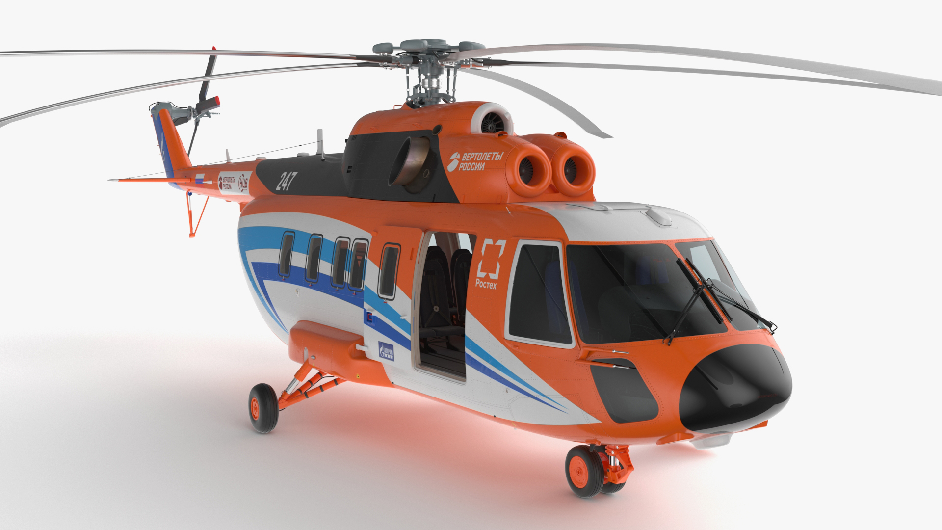 Russian Helicopter Gazprom MI-171 A3 Rigged for Maya 3D