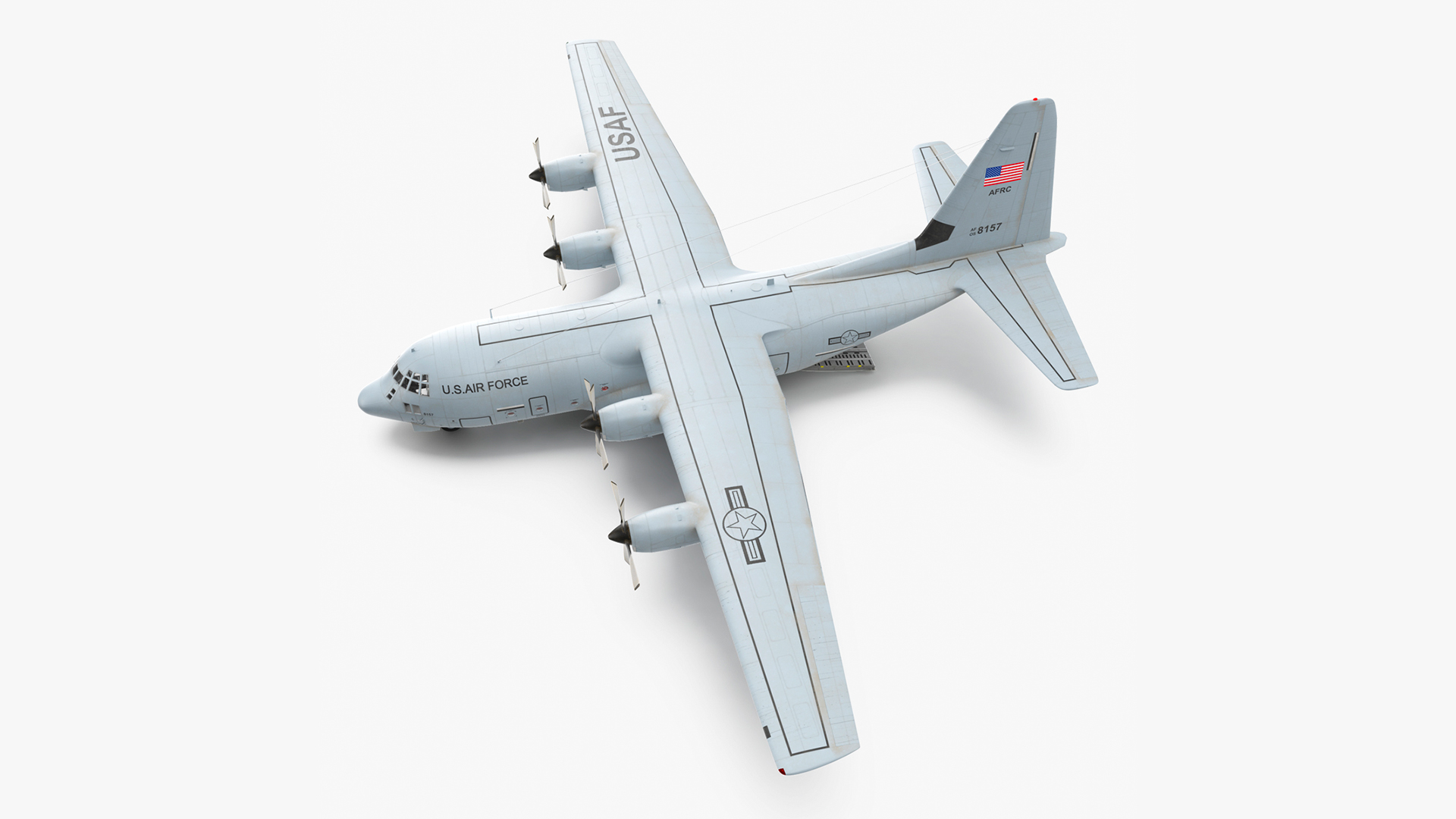3D Lockheed C 130 Hercules US Military Transport with 20 ft Container