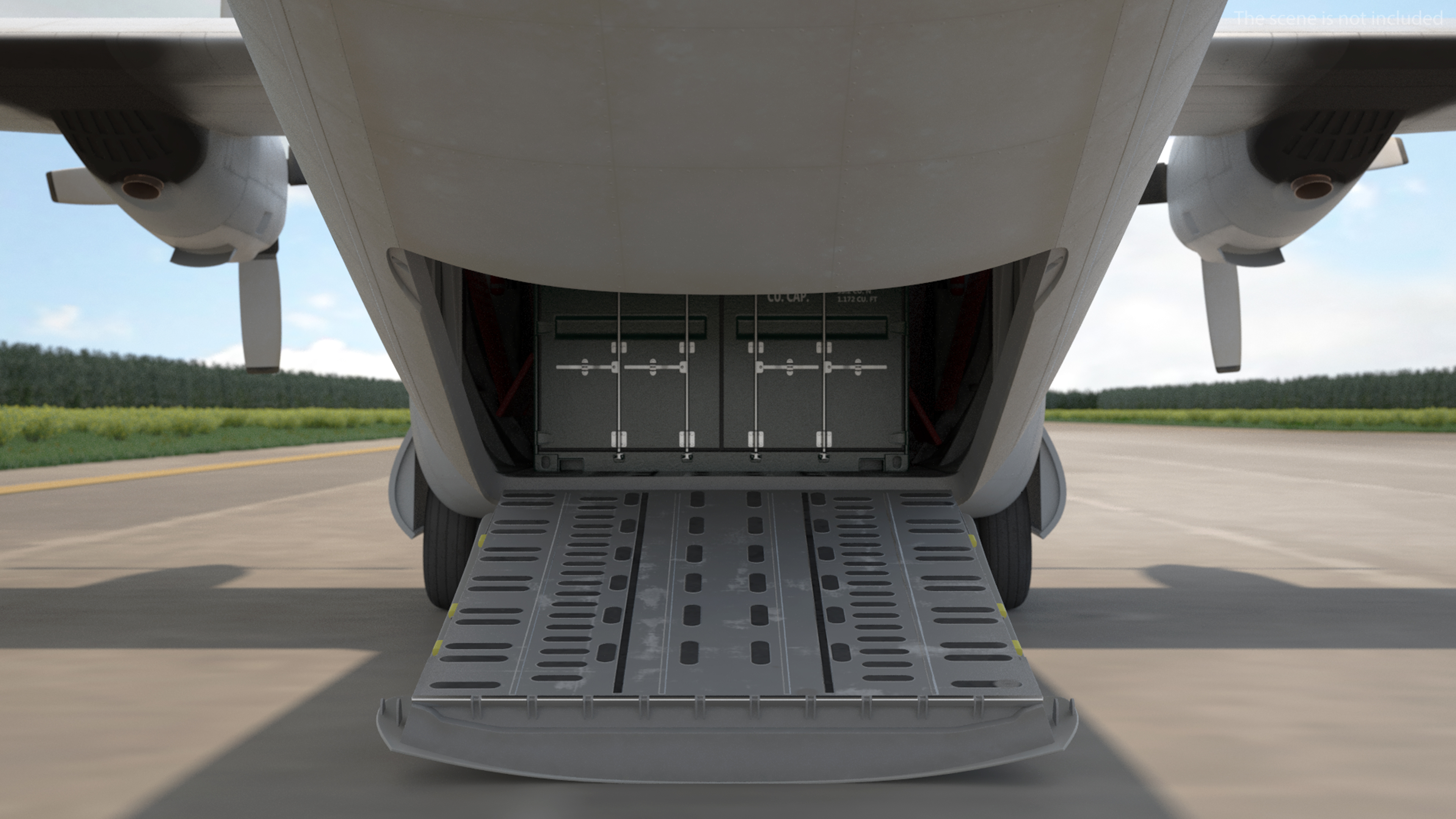 3D Lockheed C 130 Hercules US Military Transport with 20 ft Container