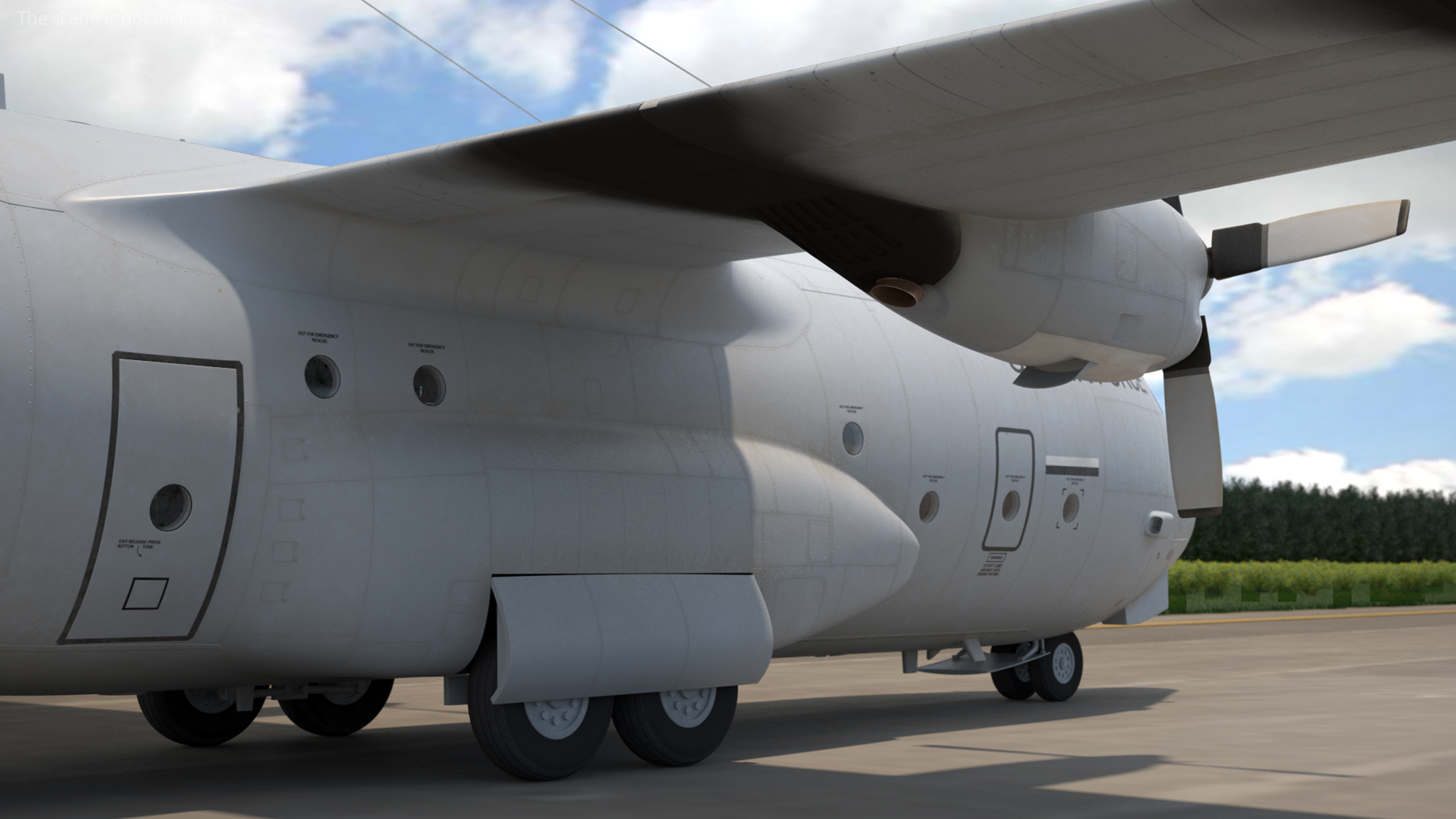 3D Lockheed C 130 Hercules US Military Transport with 20 ft Container