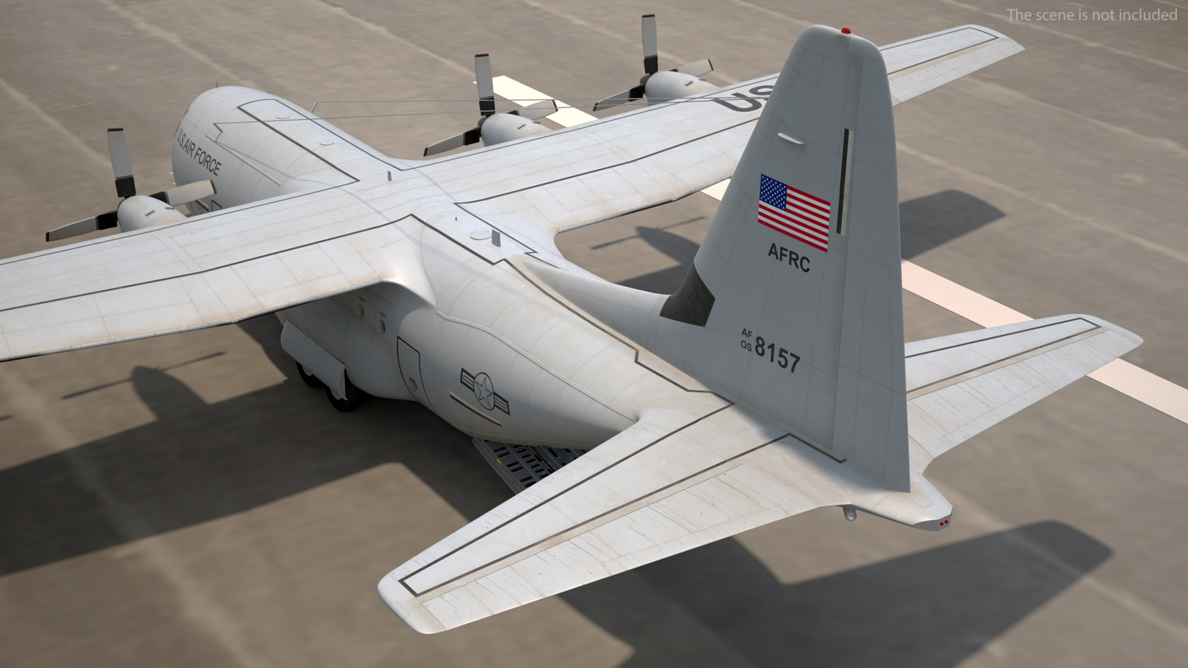 3D Lockheed C 130 Hercules US Military Transport with 20 ft Container