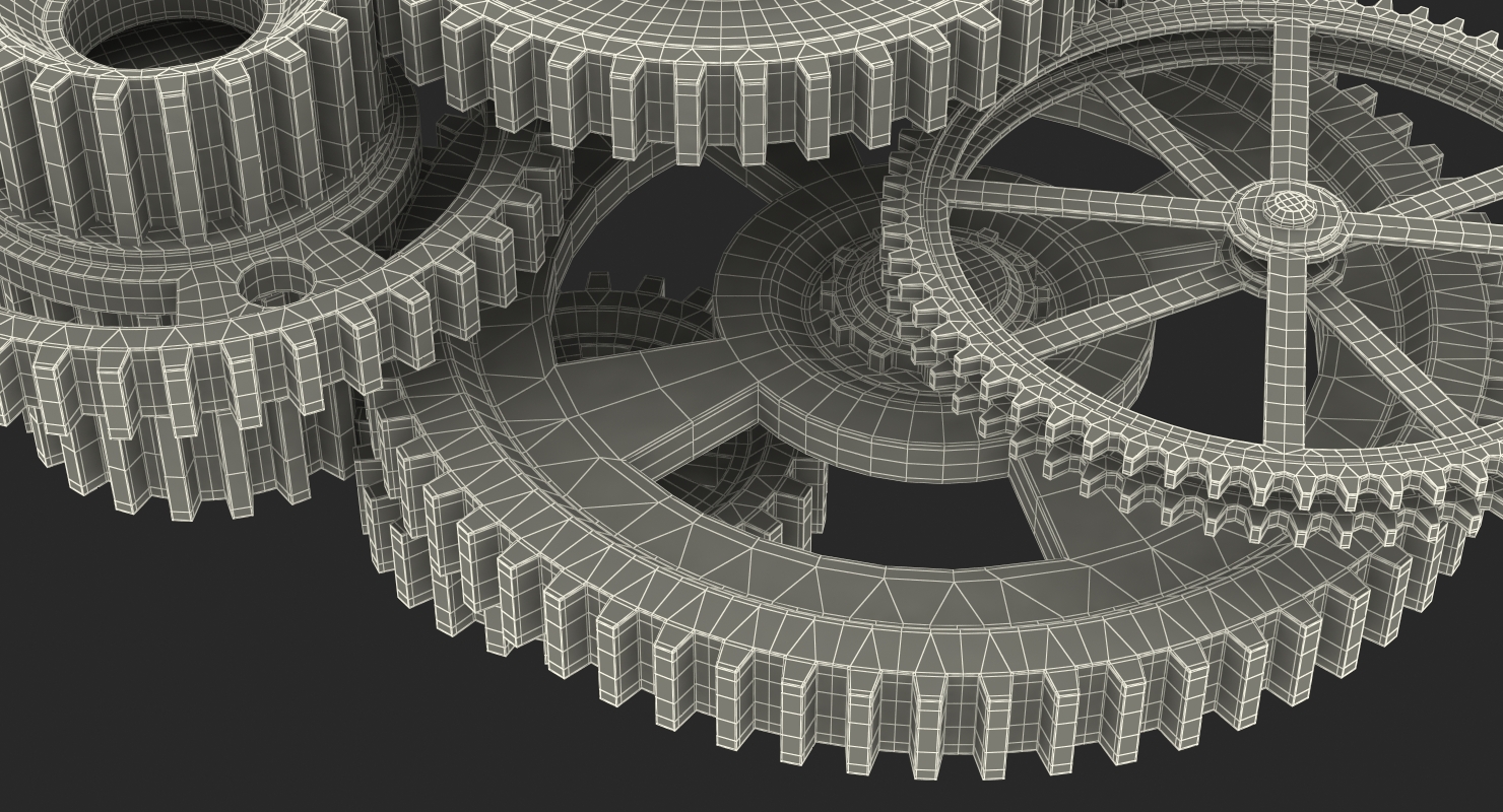 3D Abstract Gear Mechanism Brass Rigged