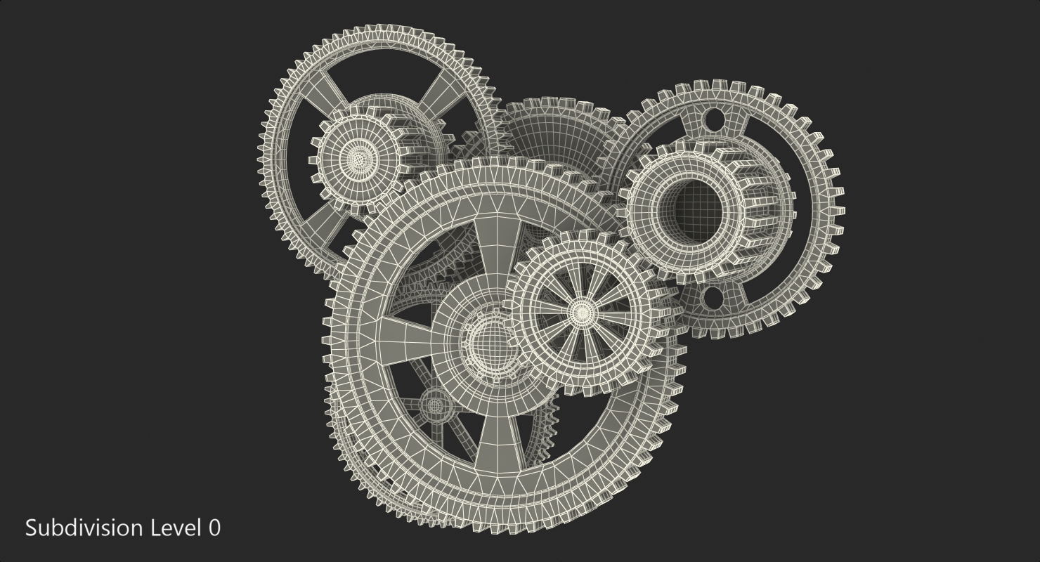 3D Abstract Gear Mechanism Brass Rigged