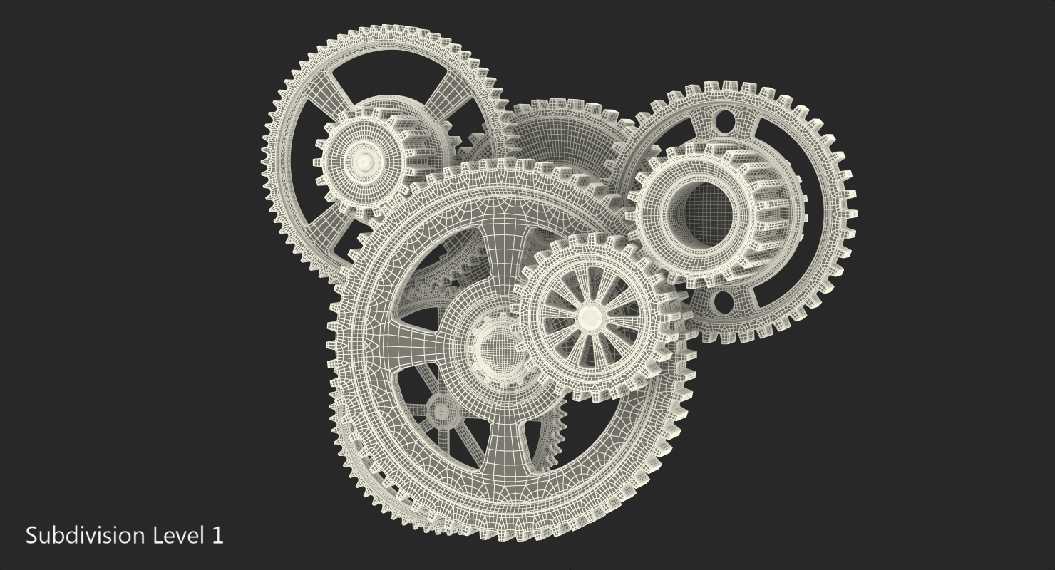 3D Abstract Gear Mechanism Brass Rigged
