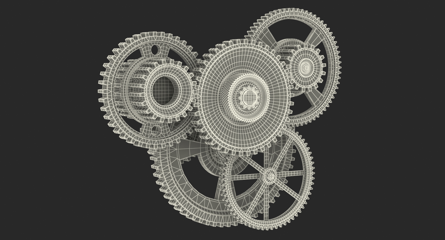 3D Abstract Gear Mechanism Brass Rigged