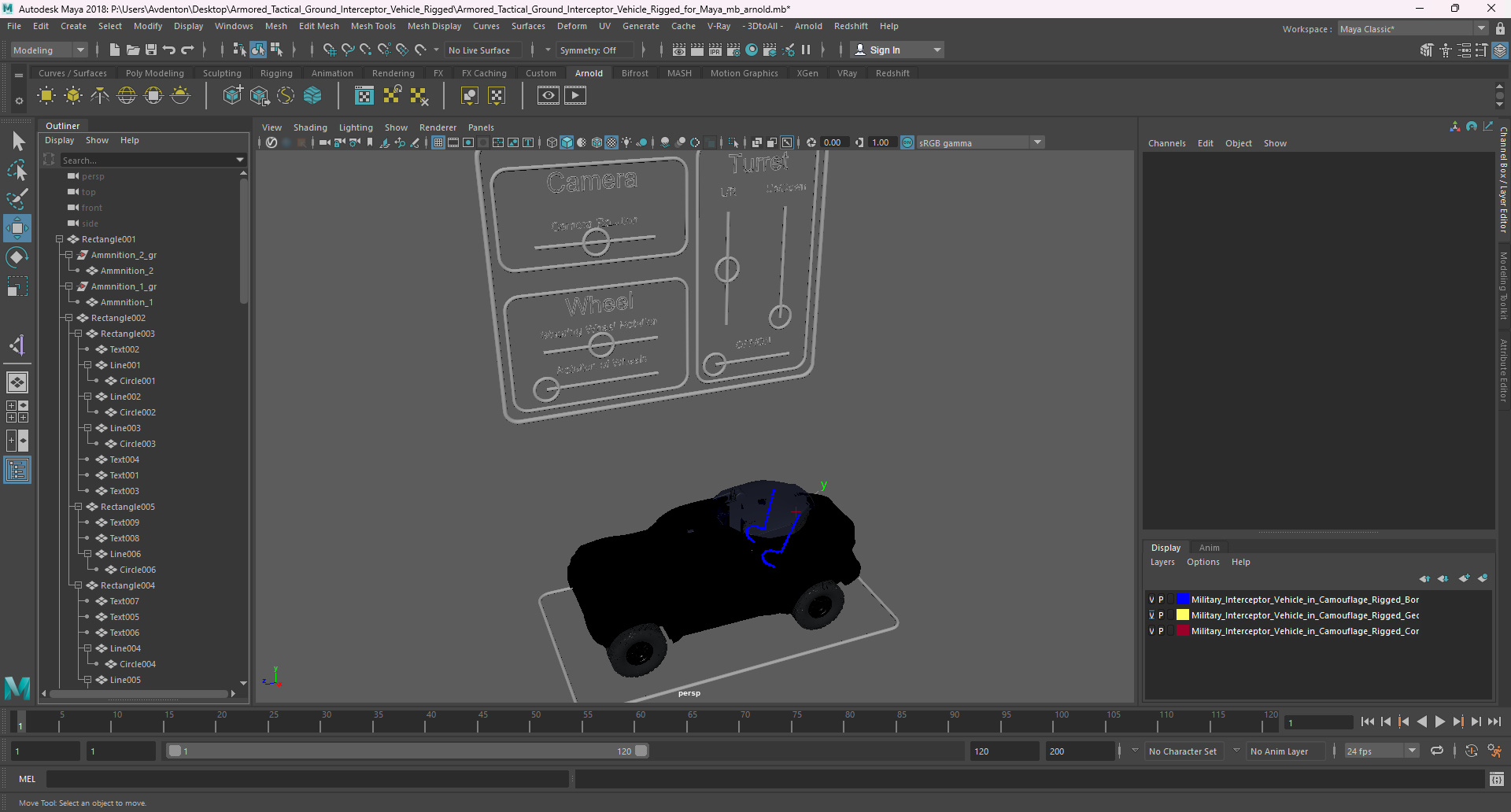 Armored Tactical Ground Interceptor Vehicle Rigged for Maya 3D model
