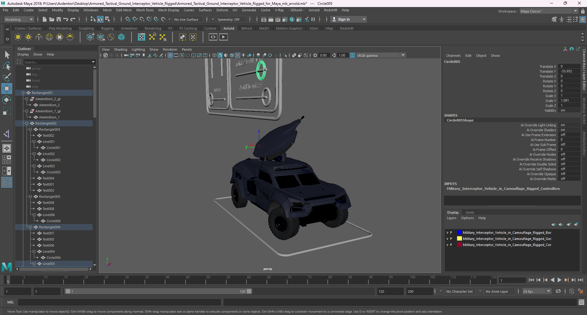 Armored Tactical Ground Interceptor Vehicle Rigged for Maya 3D model