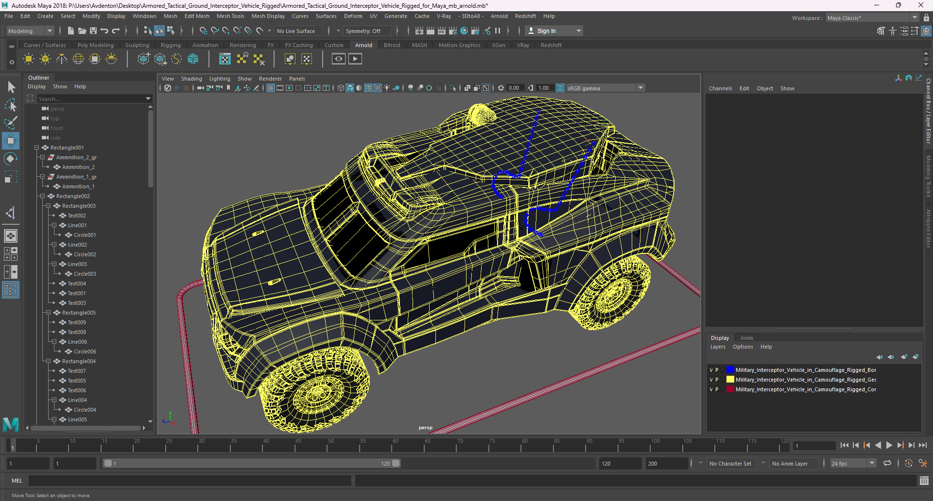 Armored Tactical Ground Interceptor Vehicle Rigged for Maya 3D model