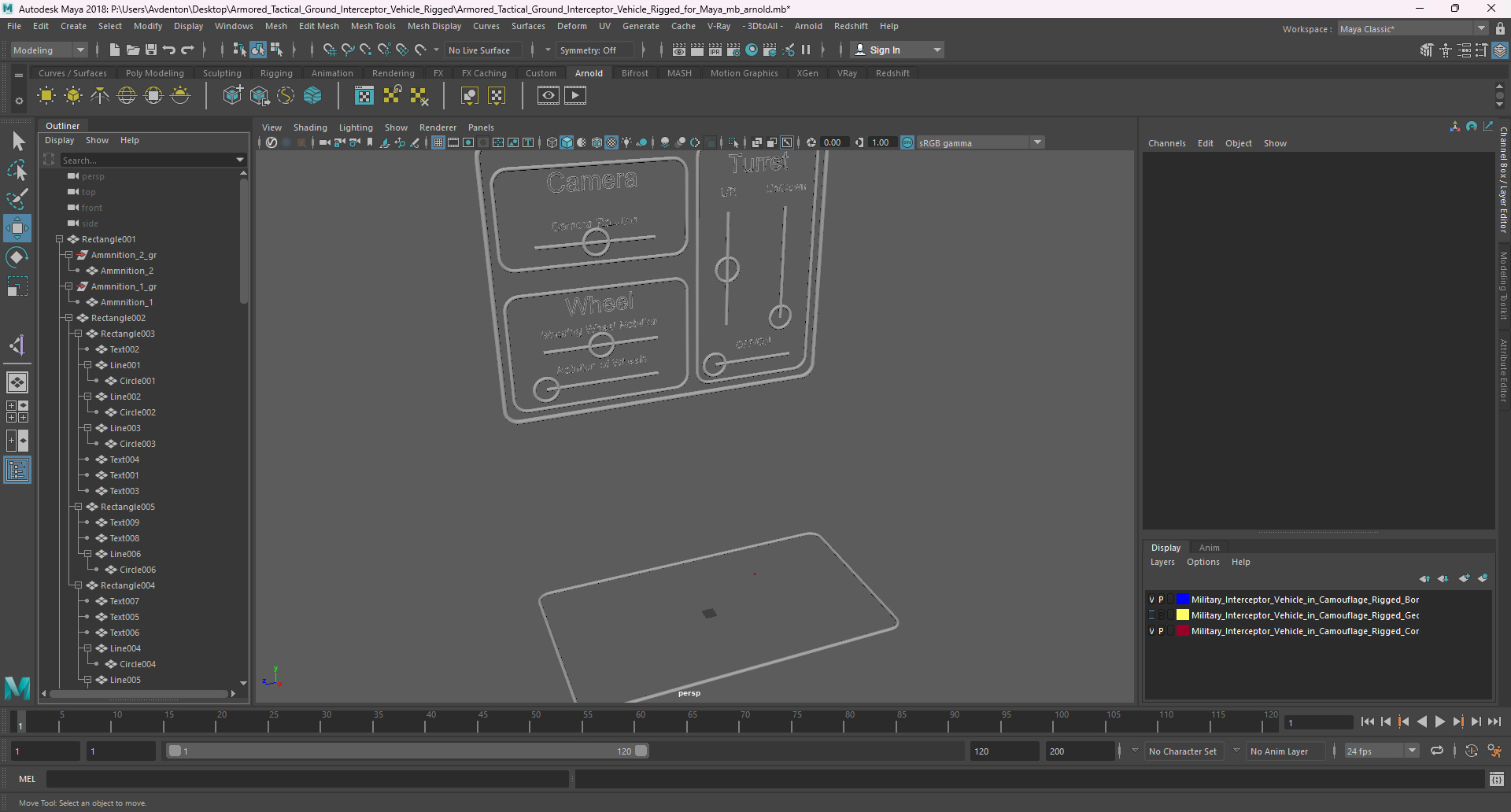 Armored Tactical Ground Interceptor Vehicle Rigged for Maya 3D model