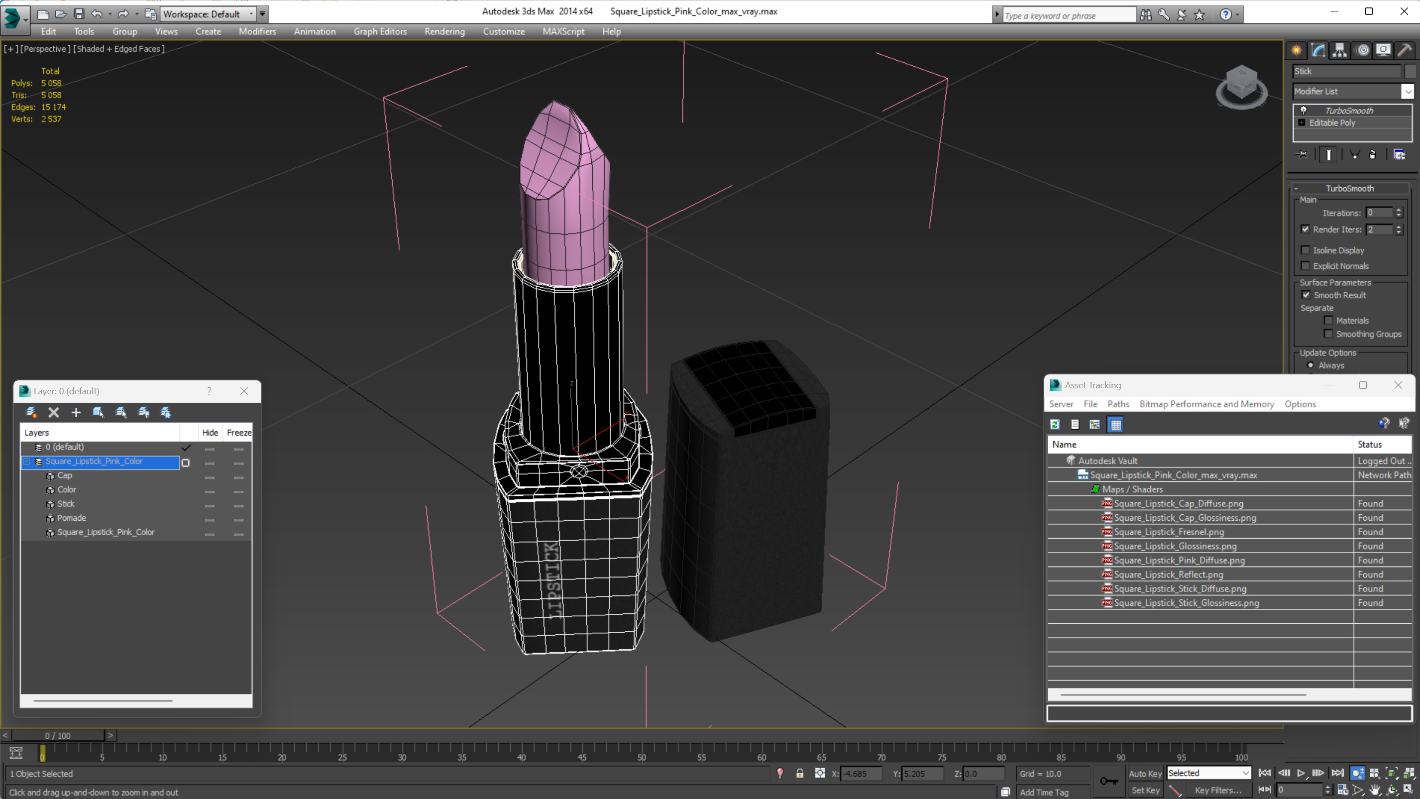 3D Square Lipstick Pink Color