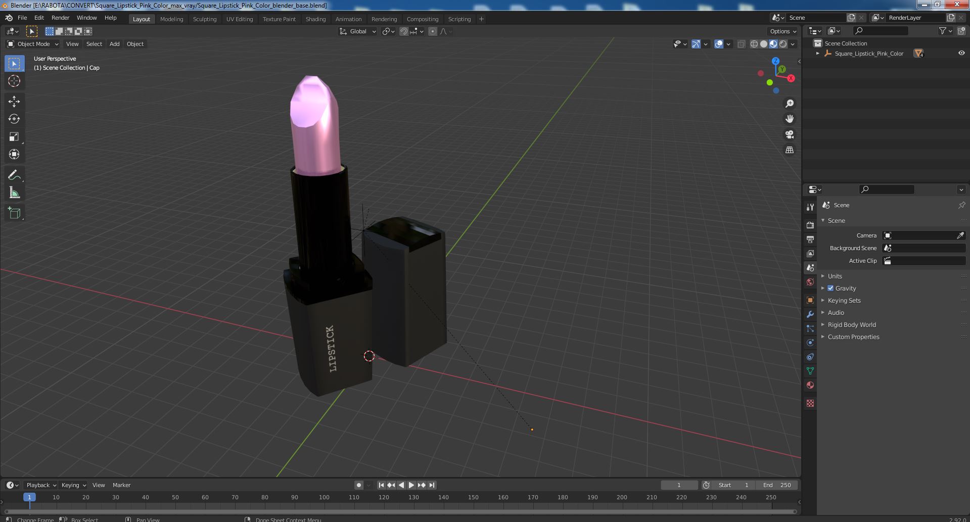 3D Square Lipstick Pink Color