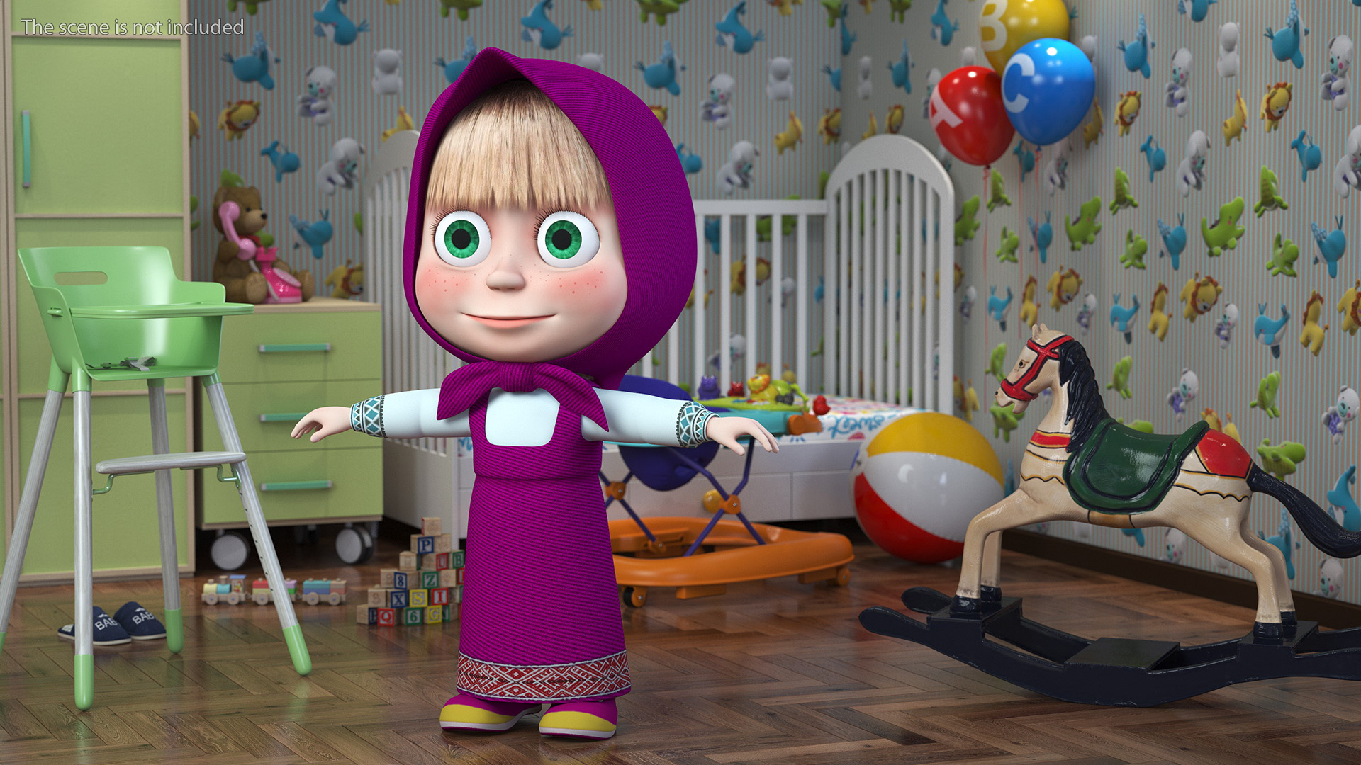 Cartoon Character Masha Rigged for Maya 3D model