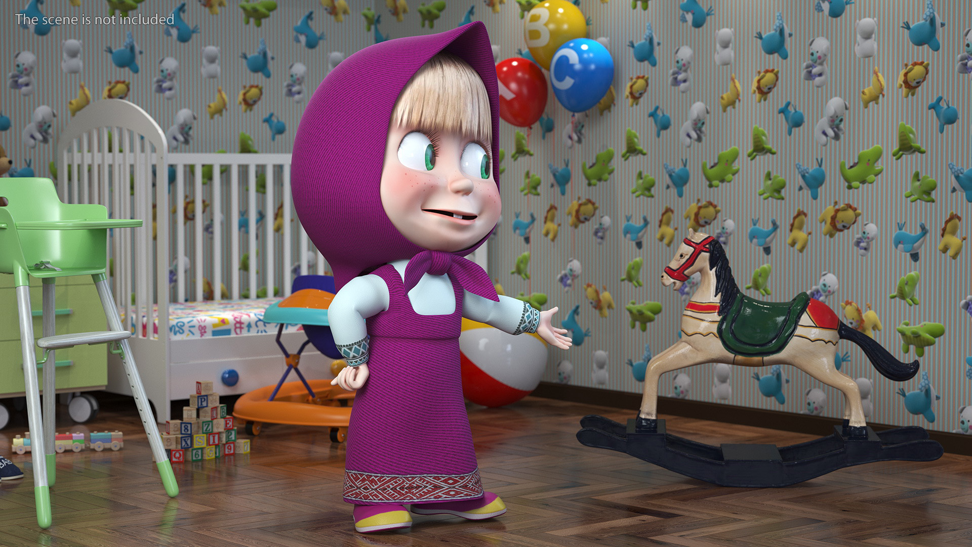 Cartoon Character Masha Rigged for Maya 3D model