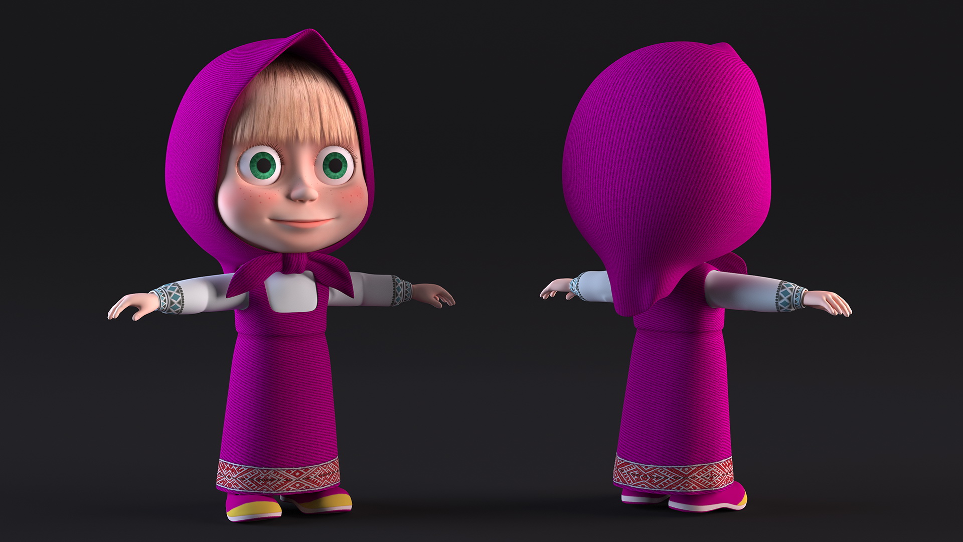 Cartoon Character Masha Rigged for Maya 3D model