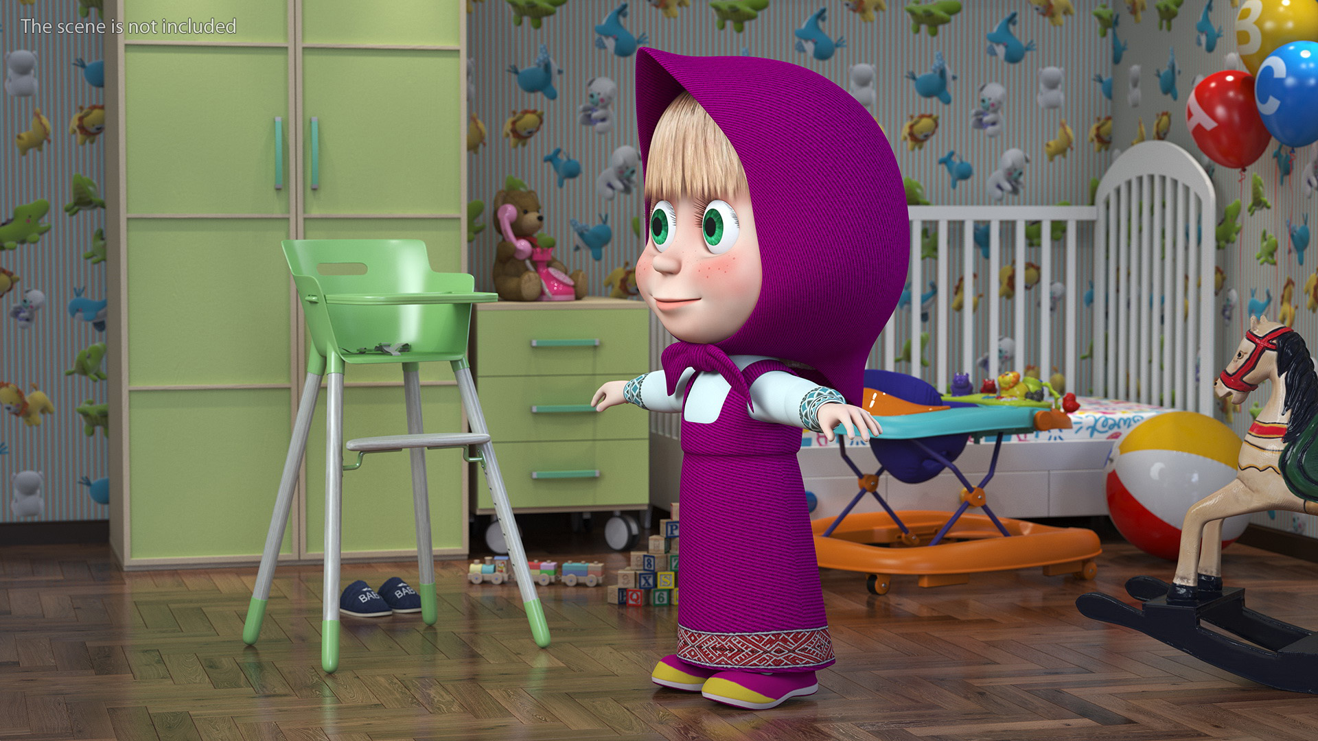 Cartoon Character Masha Rigged for Maya 3D model