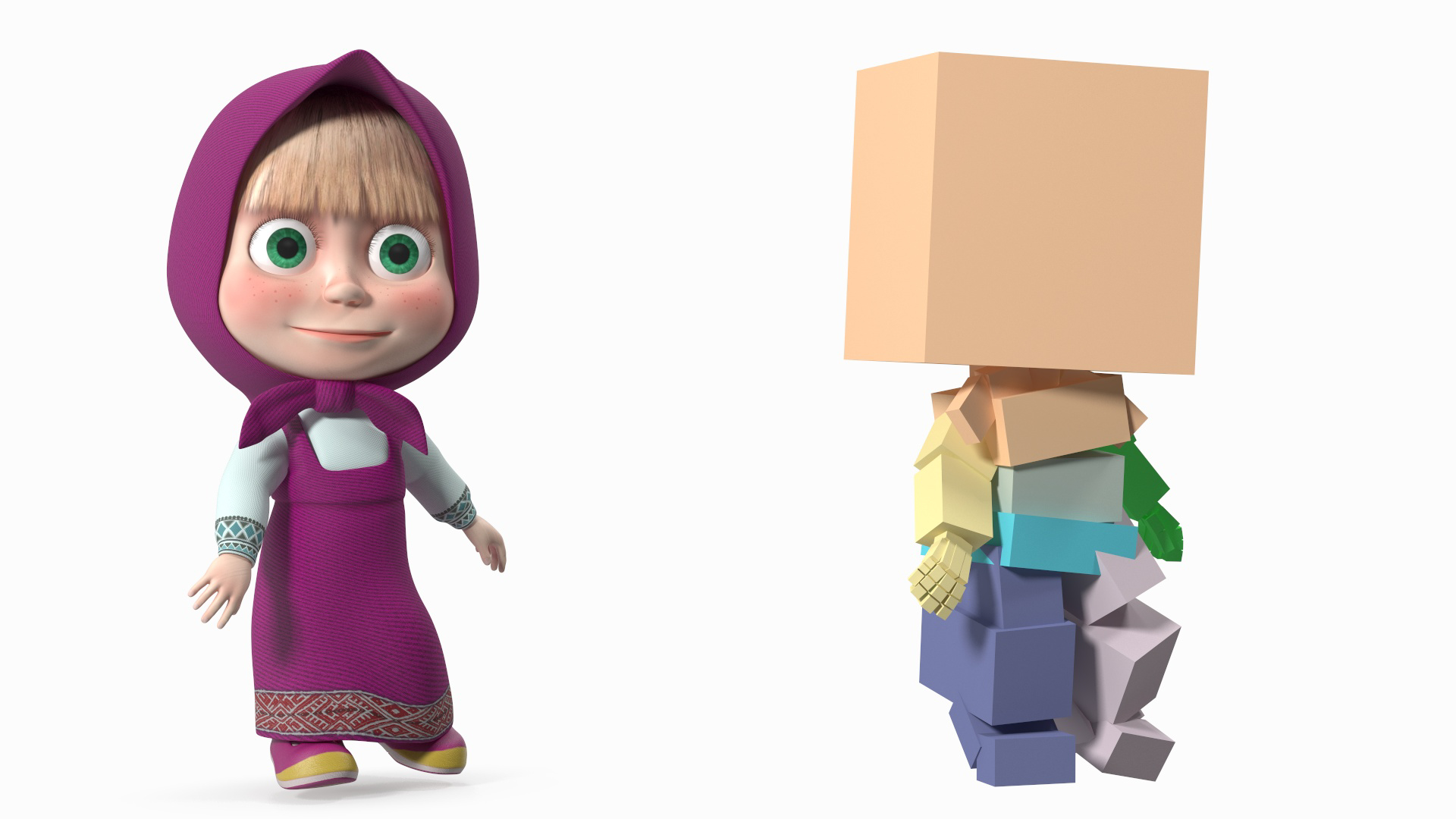 Cartoon Character Masha Rigged for Maya 3D model
