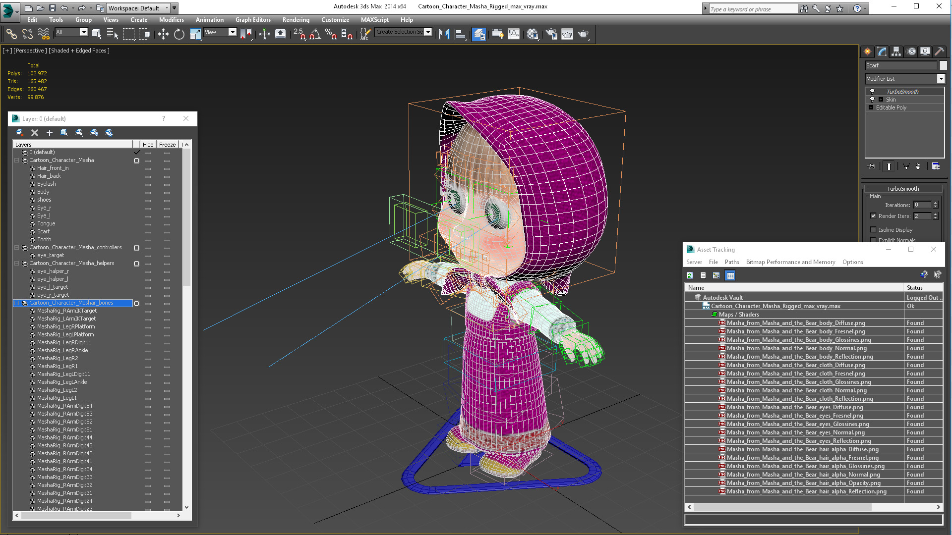 Cartoon Character Masha Rigged for Maya 3D model