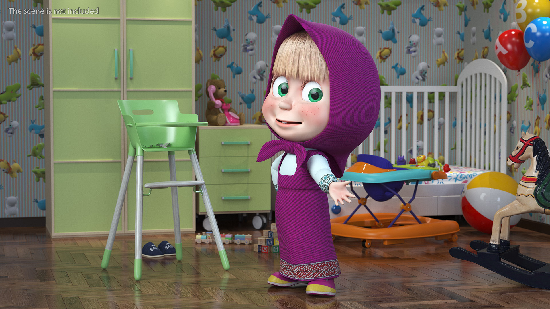 Cartoon Character Masha Rigged for Maya 3D model