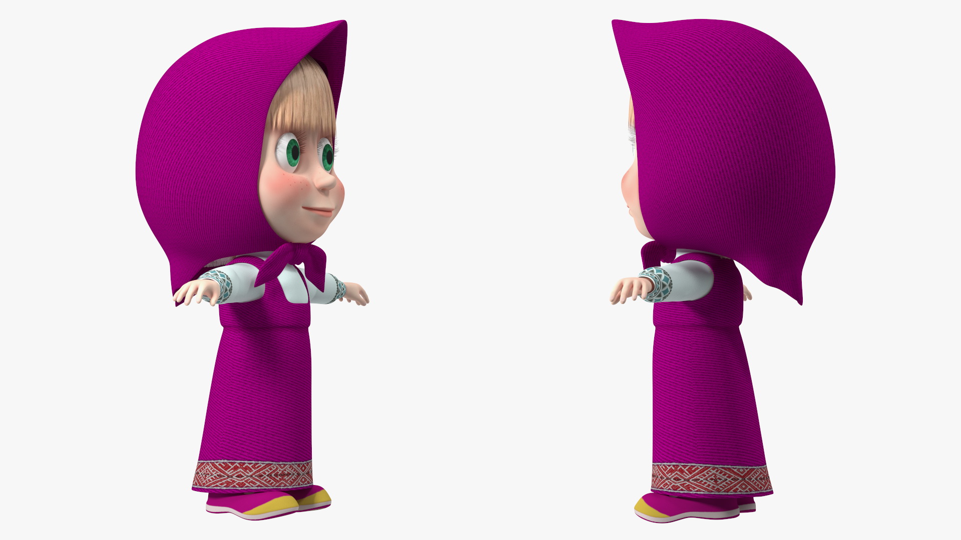 Cartoon Character Masha Rigged for Maya 3D model