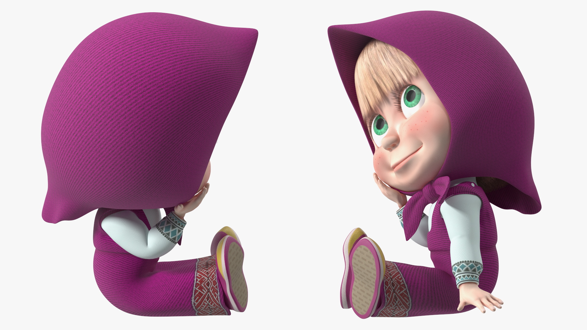 Cartoon Character Masha Rigged for Maya 3D model