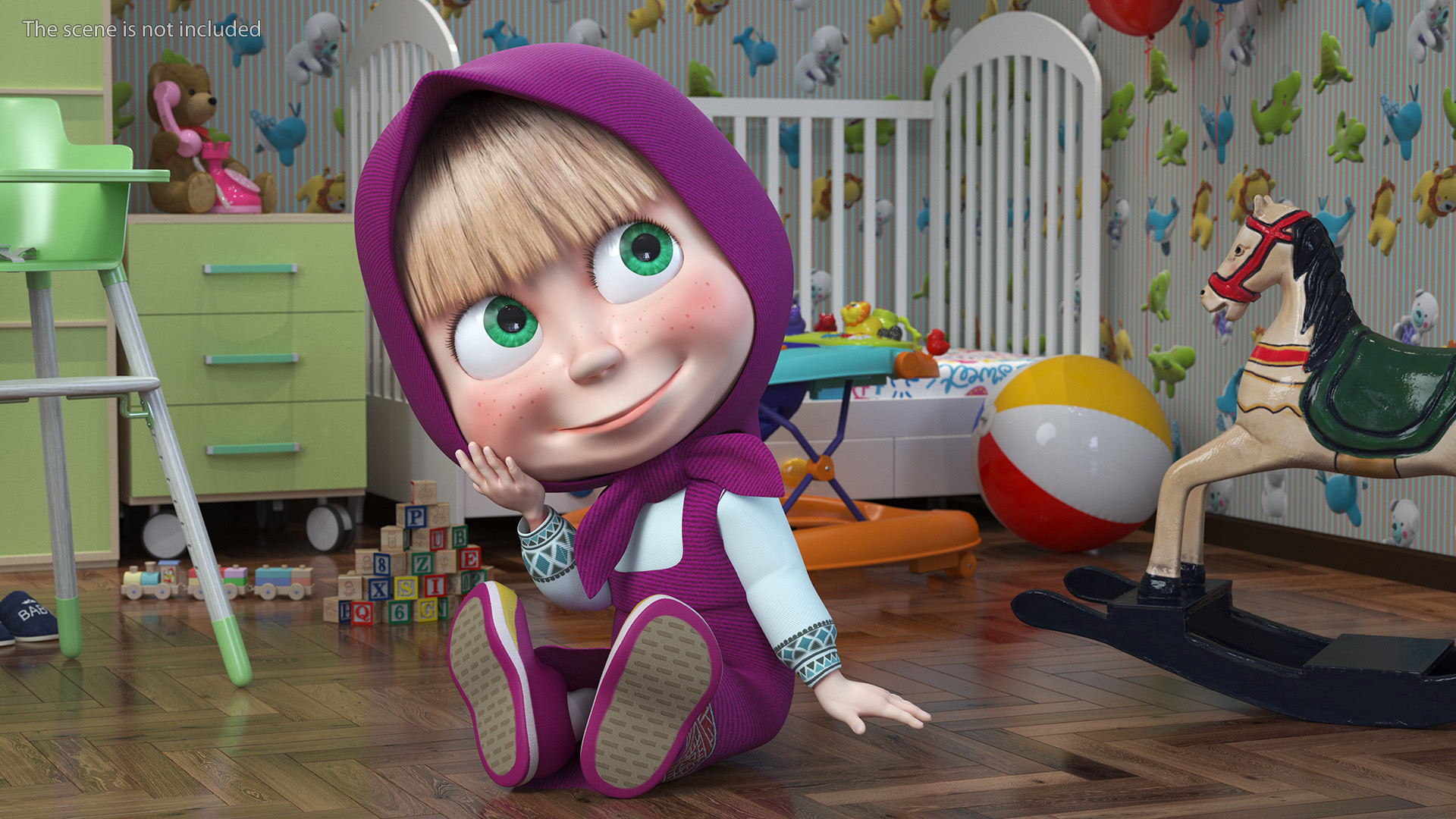 Cartoon Character Masha Rigged for Maya 3D model