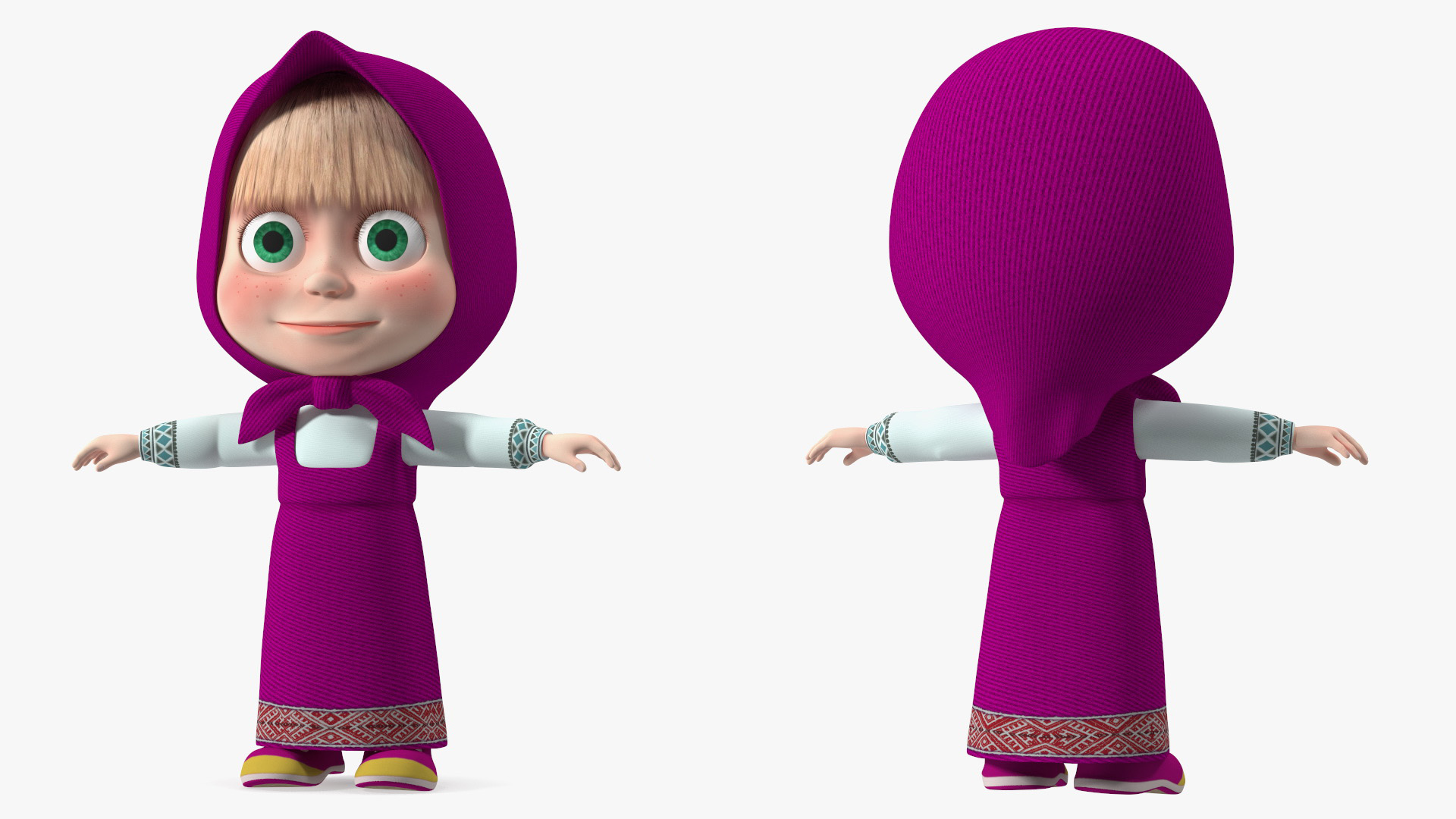 Cartoon Character Masha Rigged for Maya 3D model