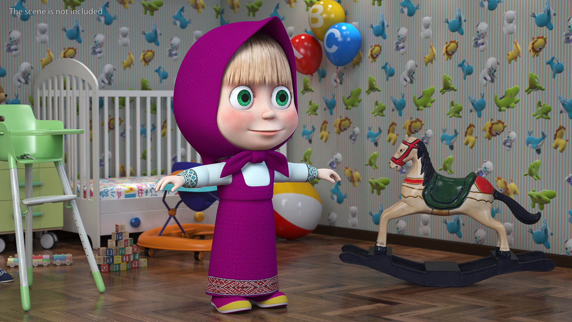 Cartoon Character Masha Rigged for Maya 3D model