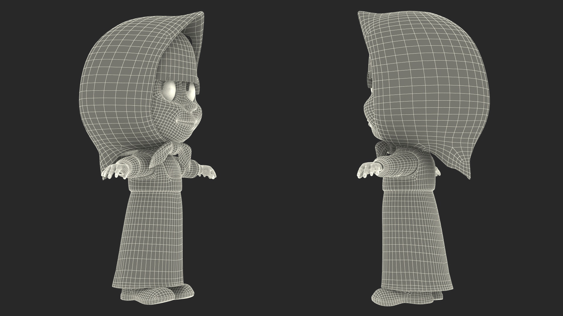 Cartoon Character Masha Rigged for Maya 3D model