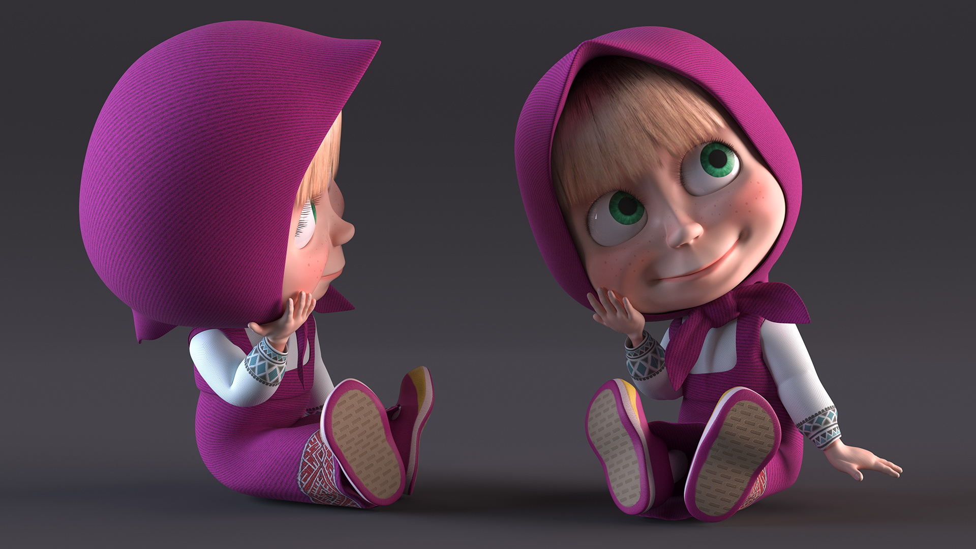 Cartoon Character Masha Rigged for Maya 3D model