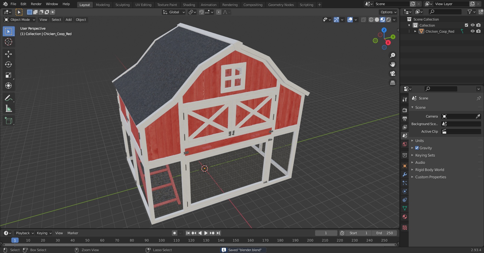 3D Chicken Coop Red