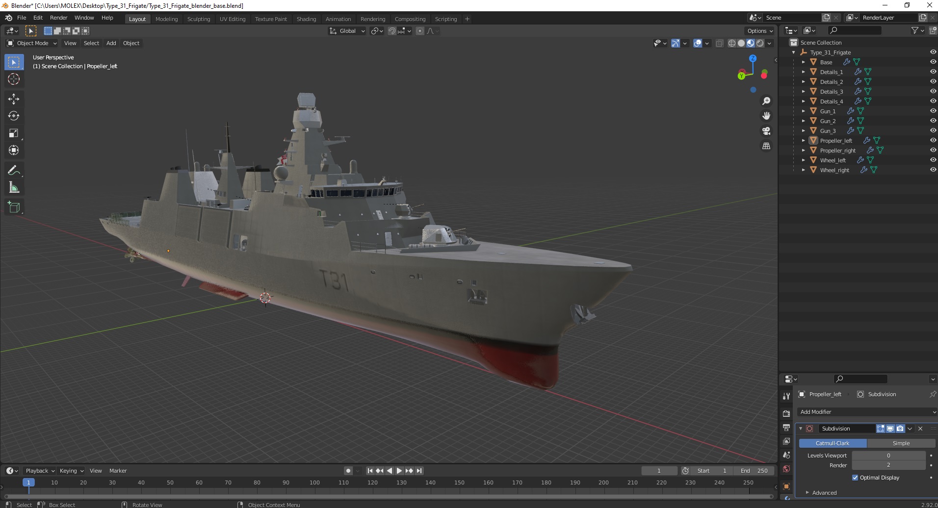 3D model Type 31 Frigate