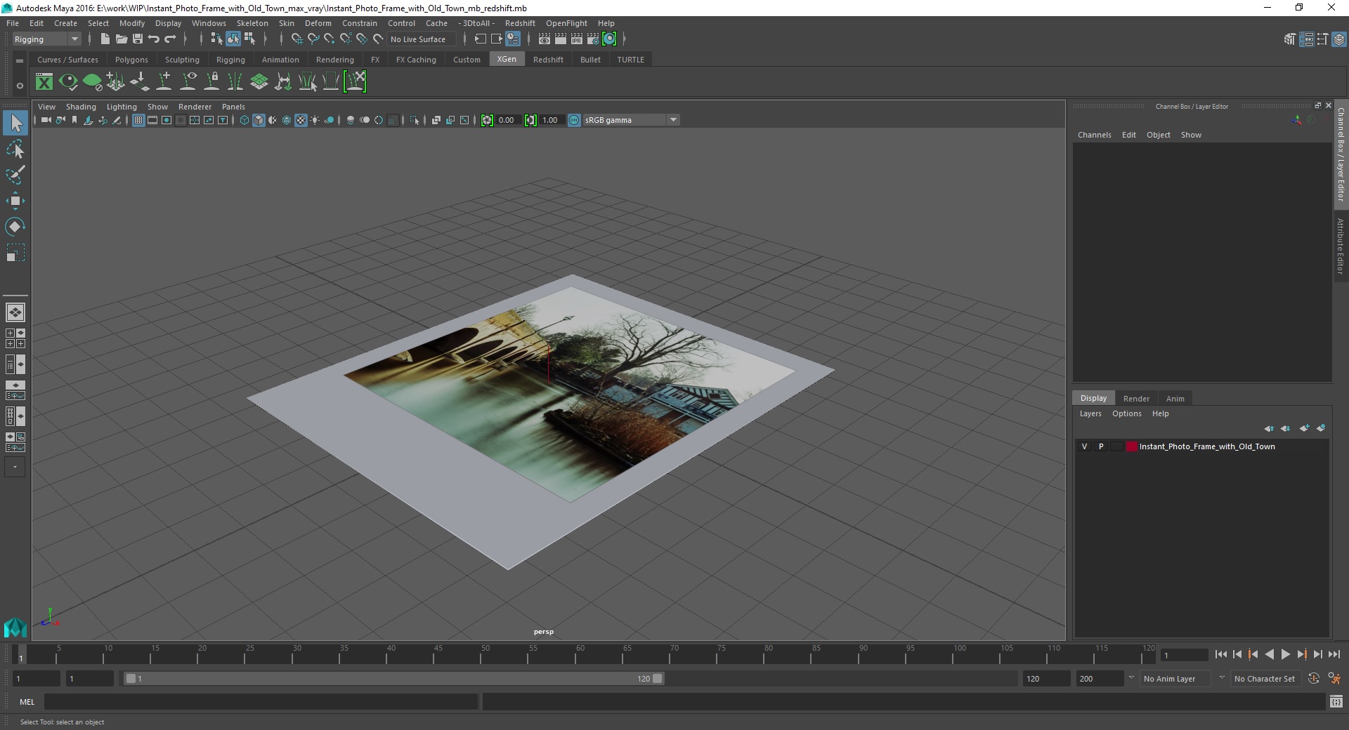 3D Instant Photo Frame with Old Town model