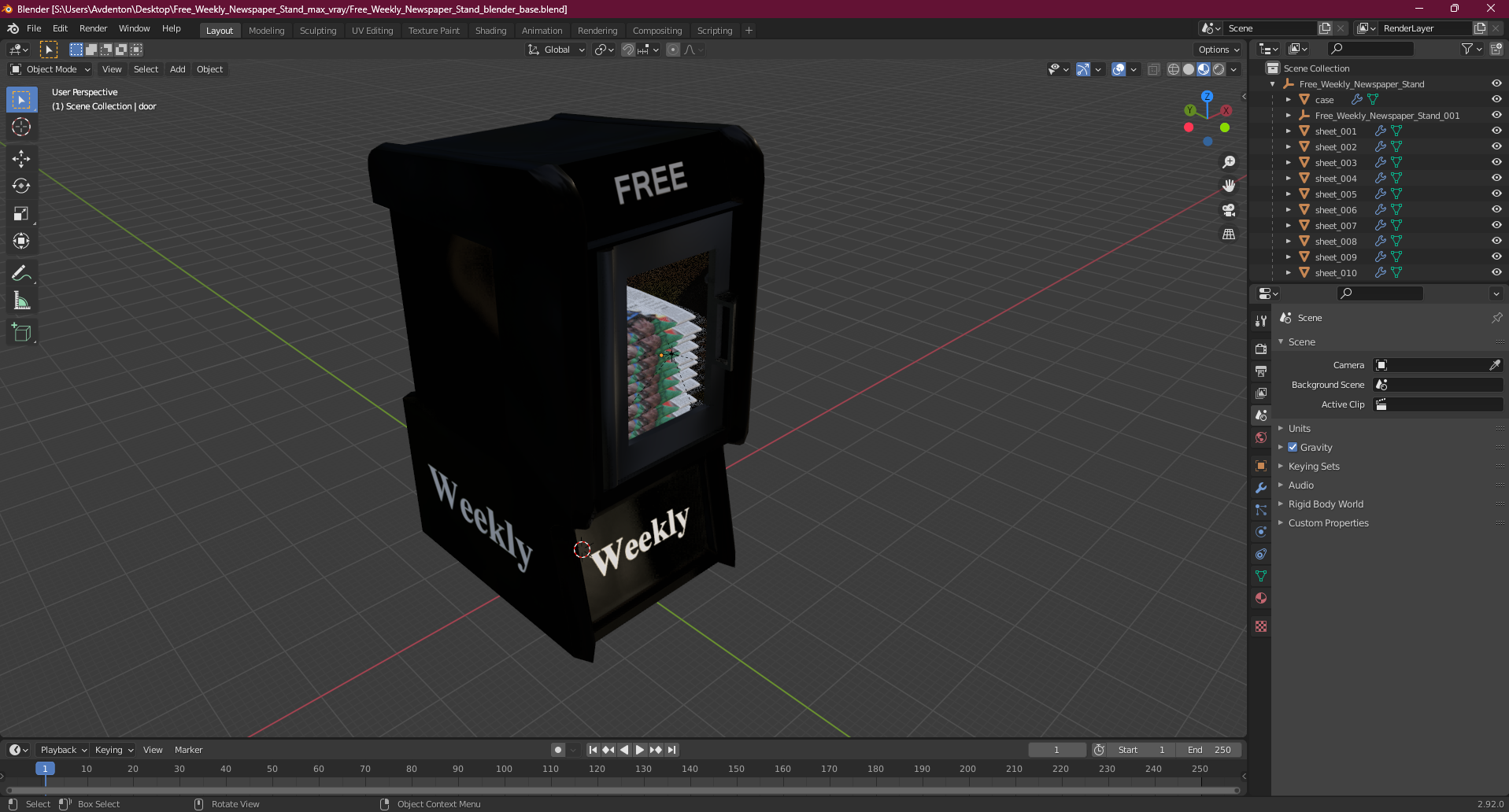 Free Weekly Newspaper Stand 3D