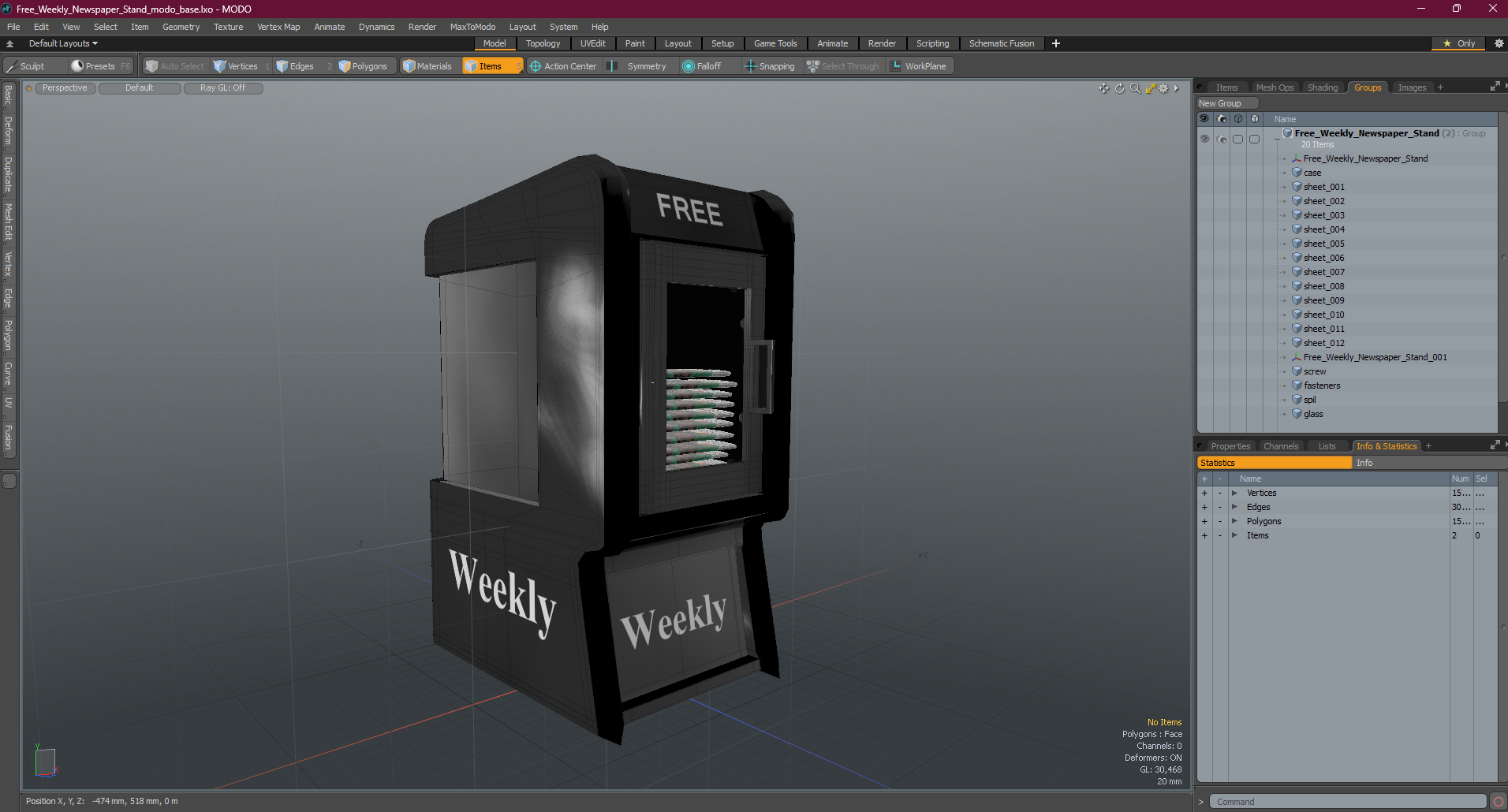 Free Weekly Newspaper Stand 3D