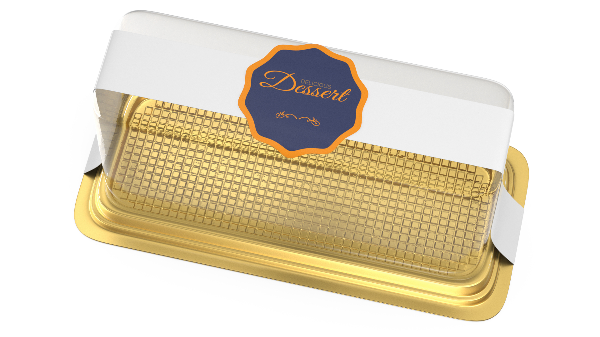 Disposable Cake Packaging Rectangular Gold 3D