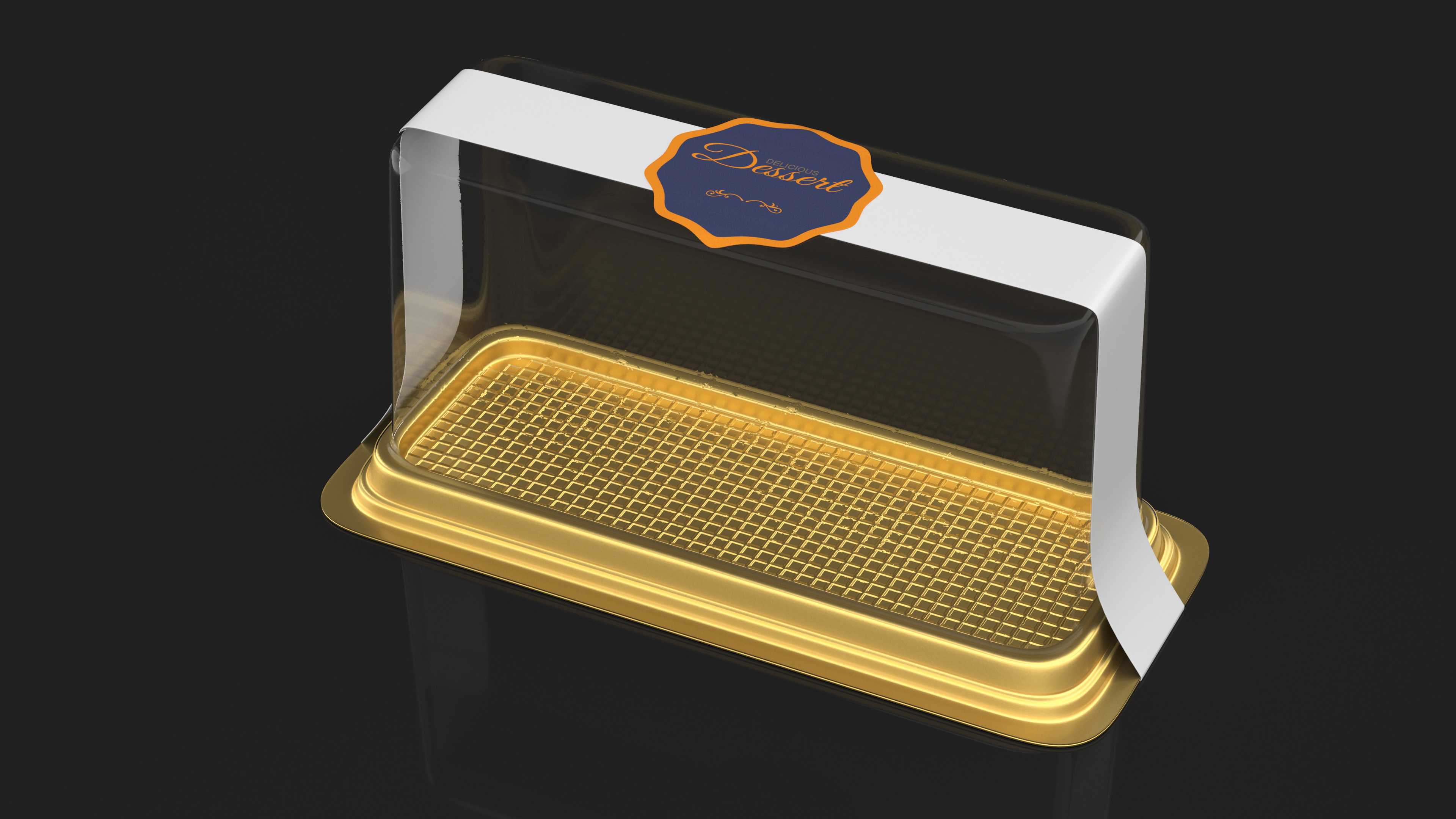 Disposable Cake Packaging Rectangular Gold 3D
