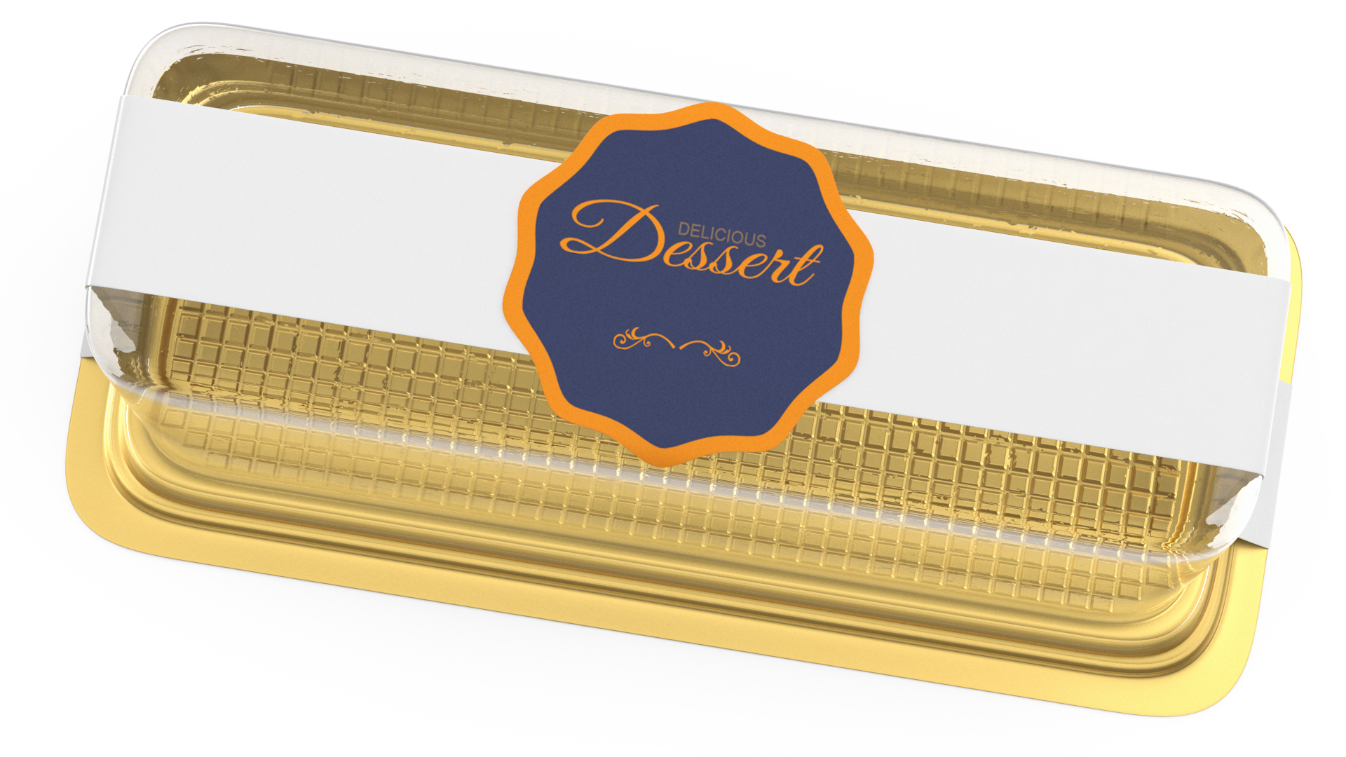 Disposable Cake Packaging Rectangular Gold 3D