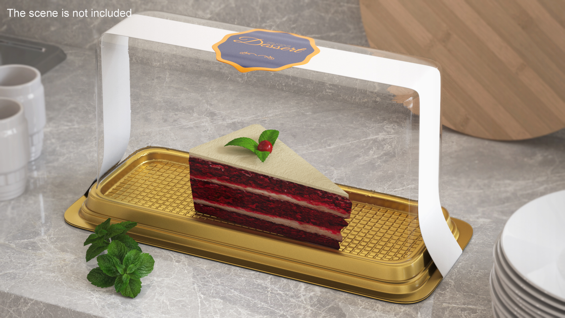 Disposable Cake Packaging Rectangular Gold 3D