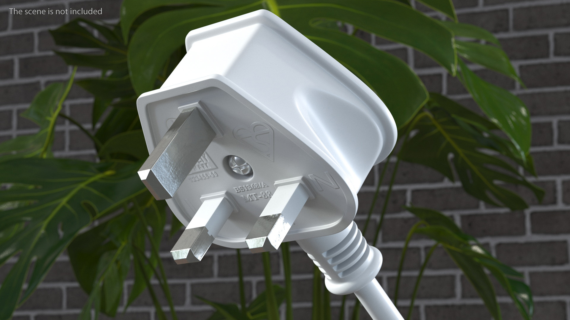 Type G Electric Plug White Rigged for Cinema 4D 3D