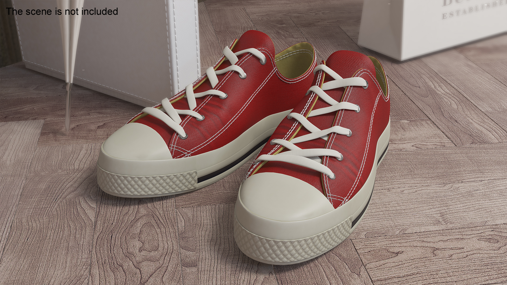 Low Top Canvas Red Sneakers 3D