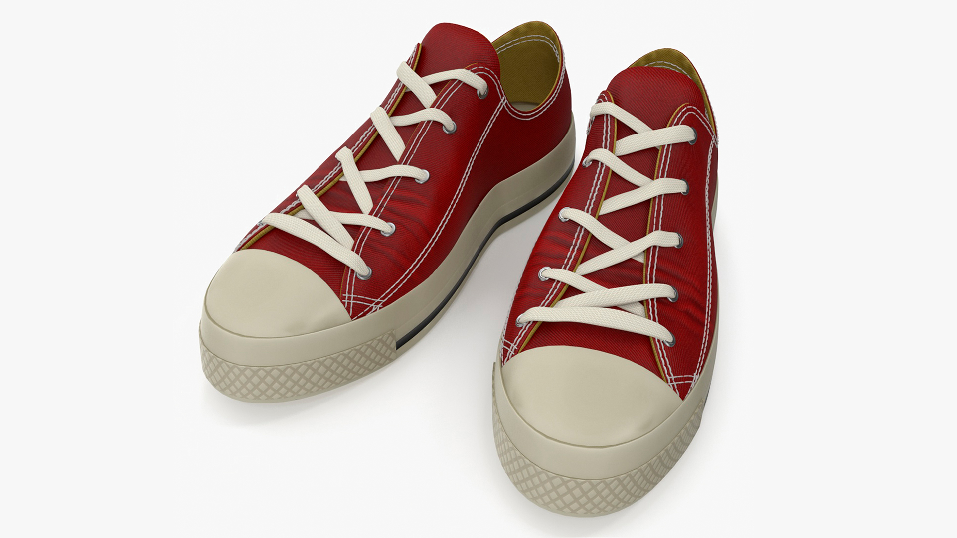 Low Top Canvas Red Sneakers 3D