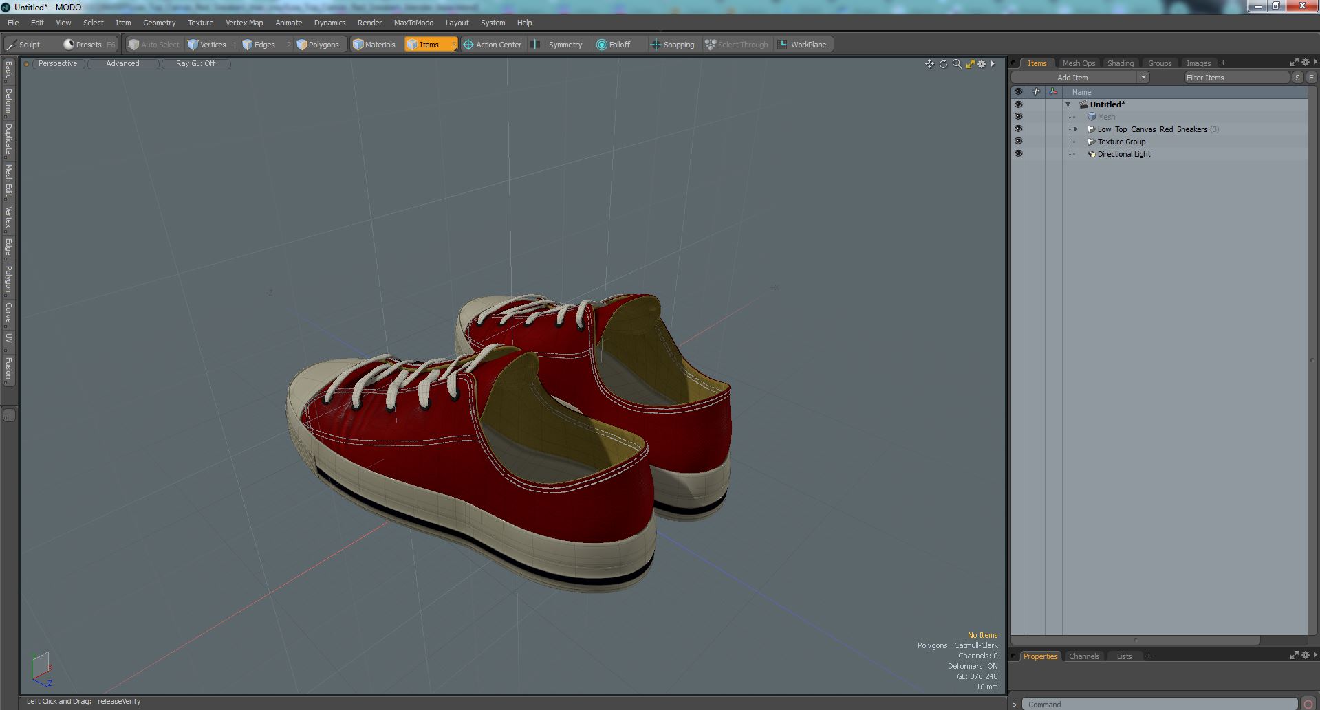 Low Top Canvas Red Sneakers 3D