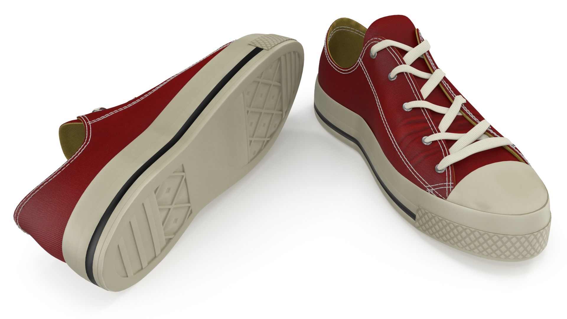 Low Top Canvas Red Sneakers 3D