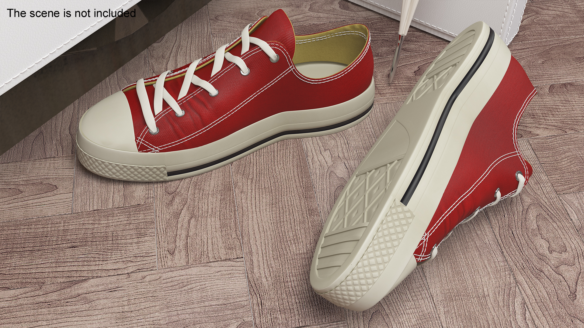 Low Top Canvas Red Sneakers 3D