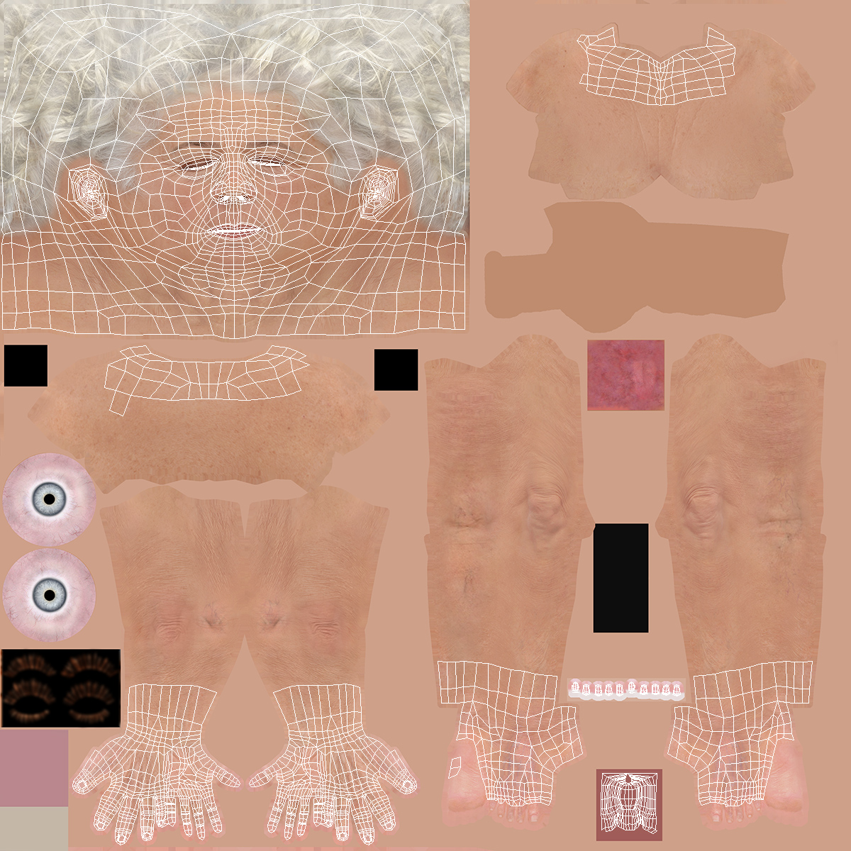 3D Elderly Woman wearing Casual Clothes