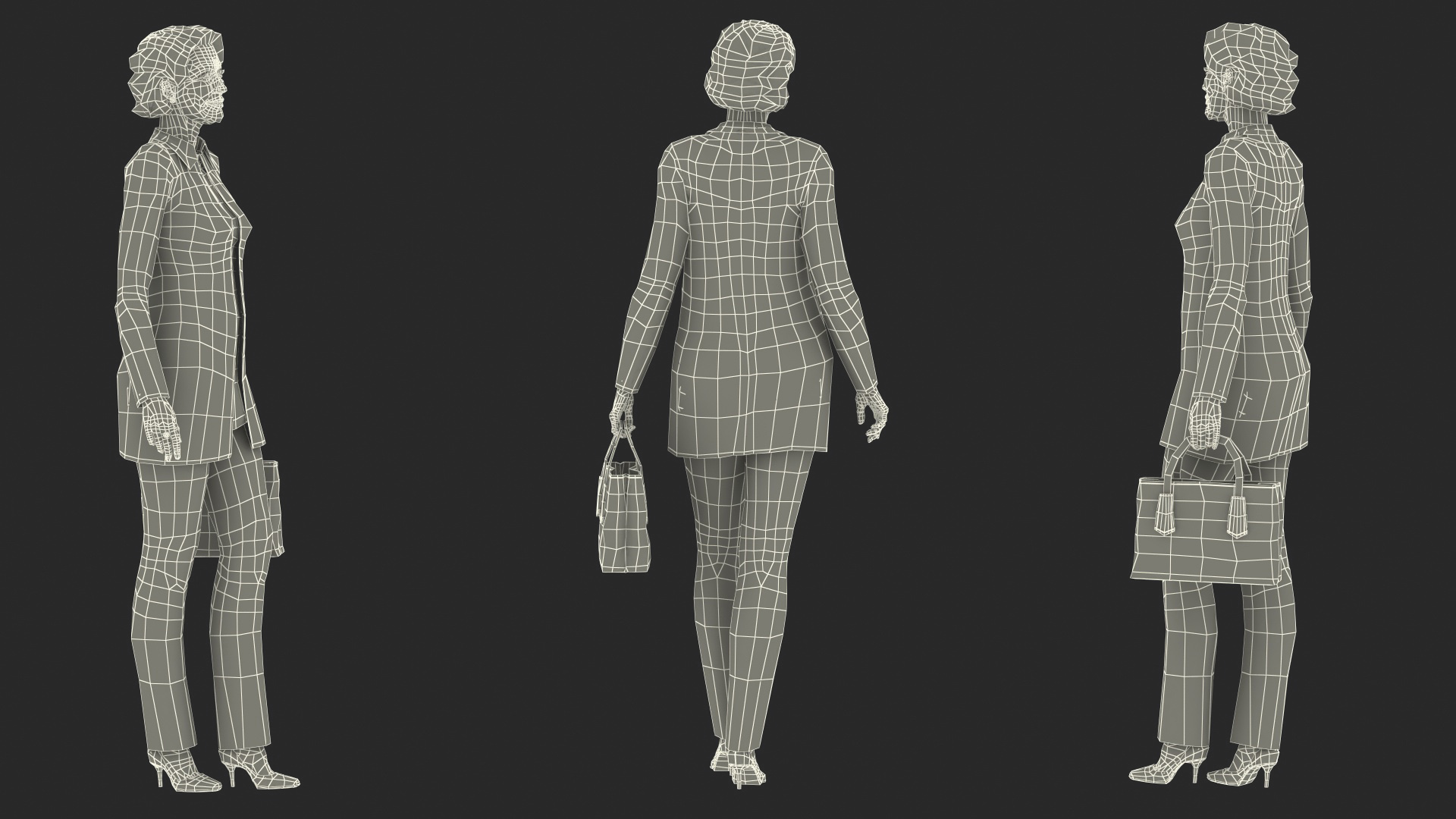 3D Elderly Woman wearing Casual Clothes